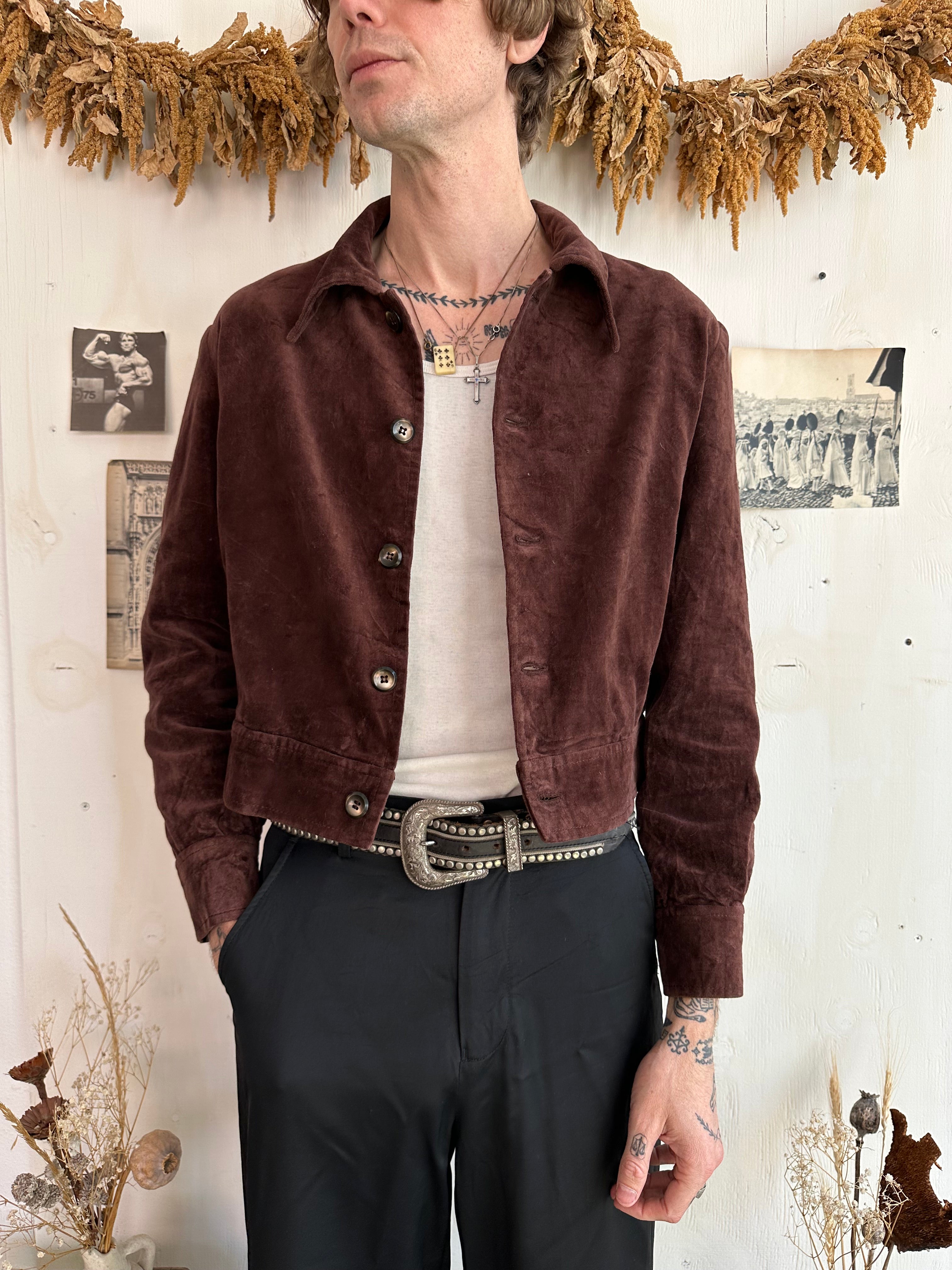 1970s Velvet Trucker Jacket (XS)