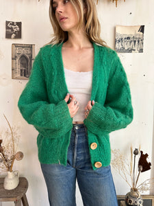 1990s Homemade Green Cardigan (Boxy L)