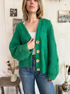 1990s Homemade Green Cardigan (Boxy L)