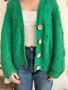 1990s Homemade Green Cardigan (Boxy L)