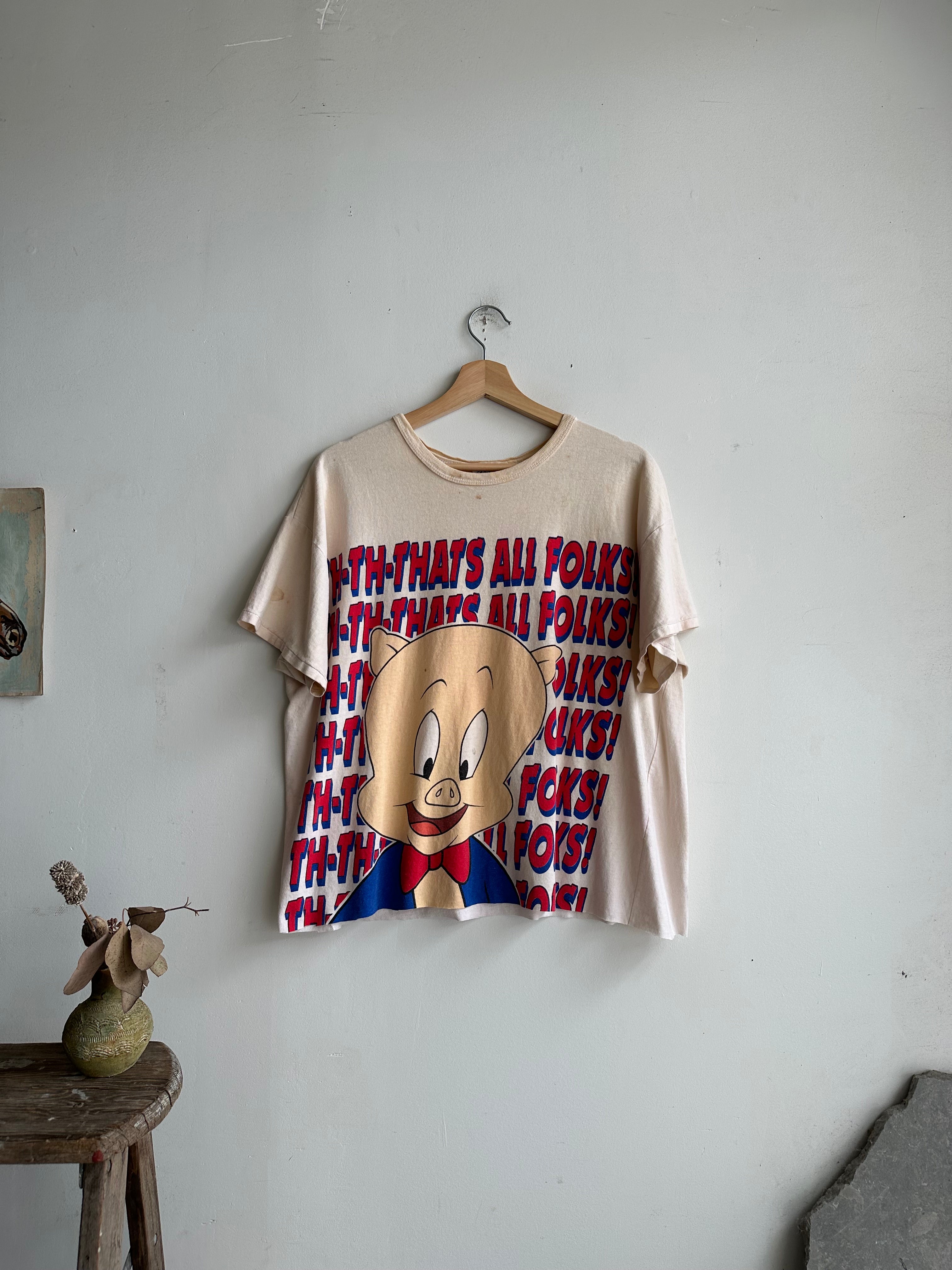 1980s Thrashed Porky Pig Tee (Boxy S/M)