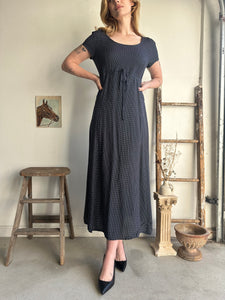 1990s Tie Waist Polka Dot Midi (M)