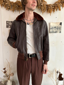 1960s Fleece Lined Leather Bomber (S)