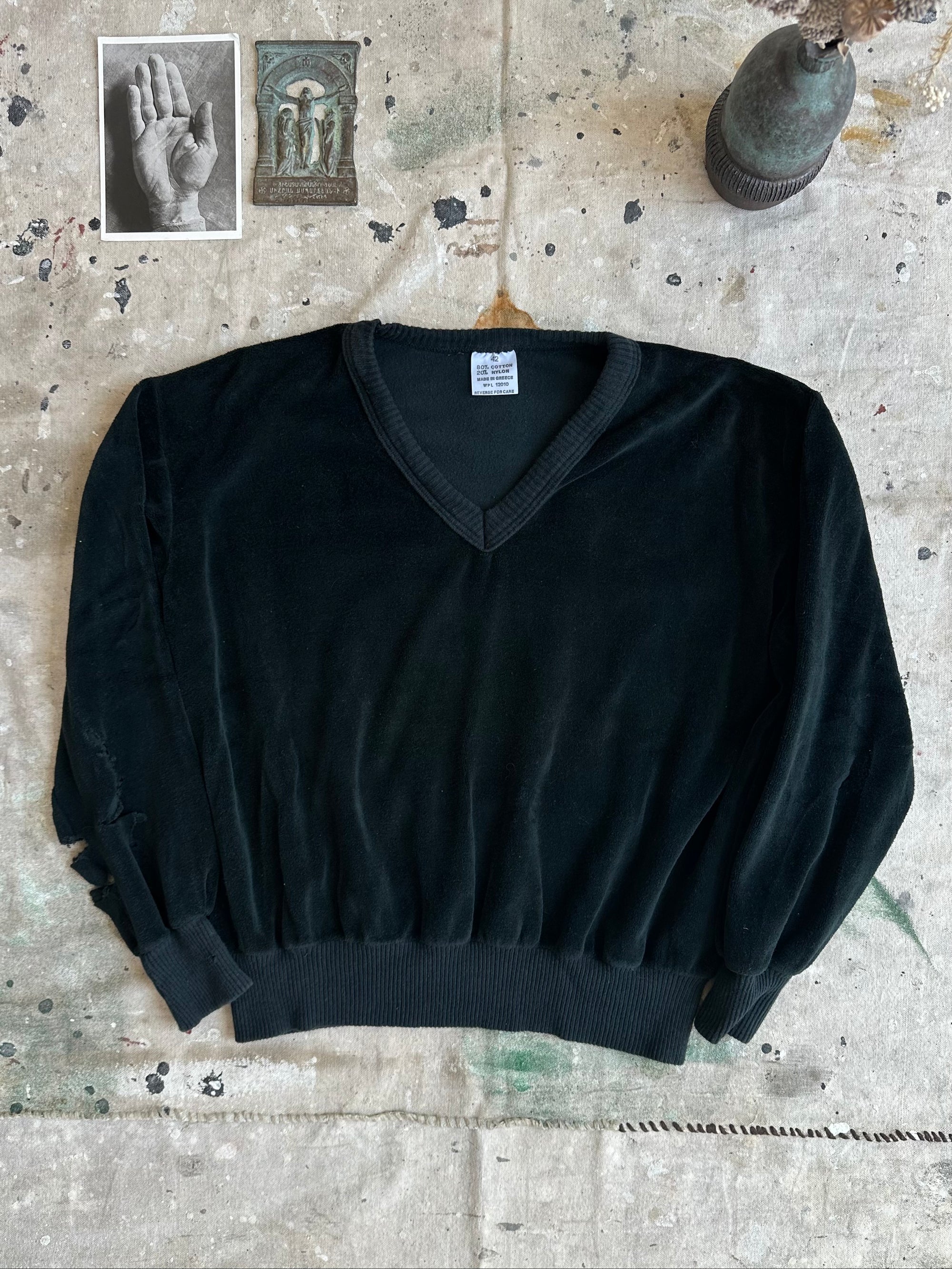 1980s Velour V-Neck Sweater