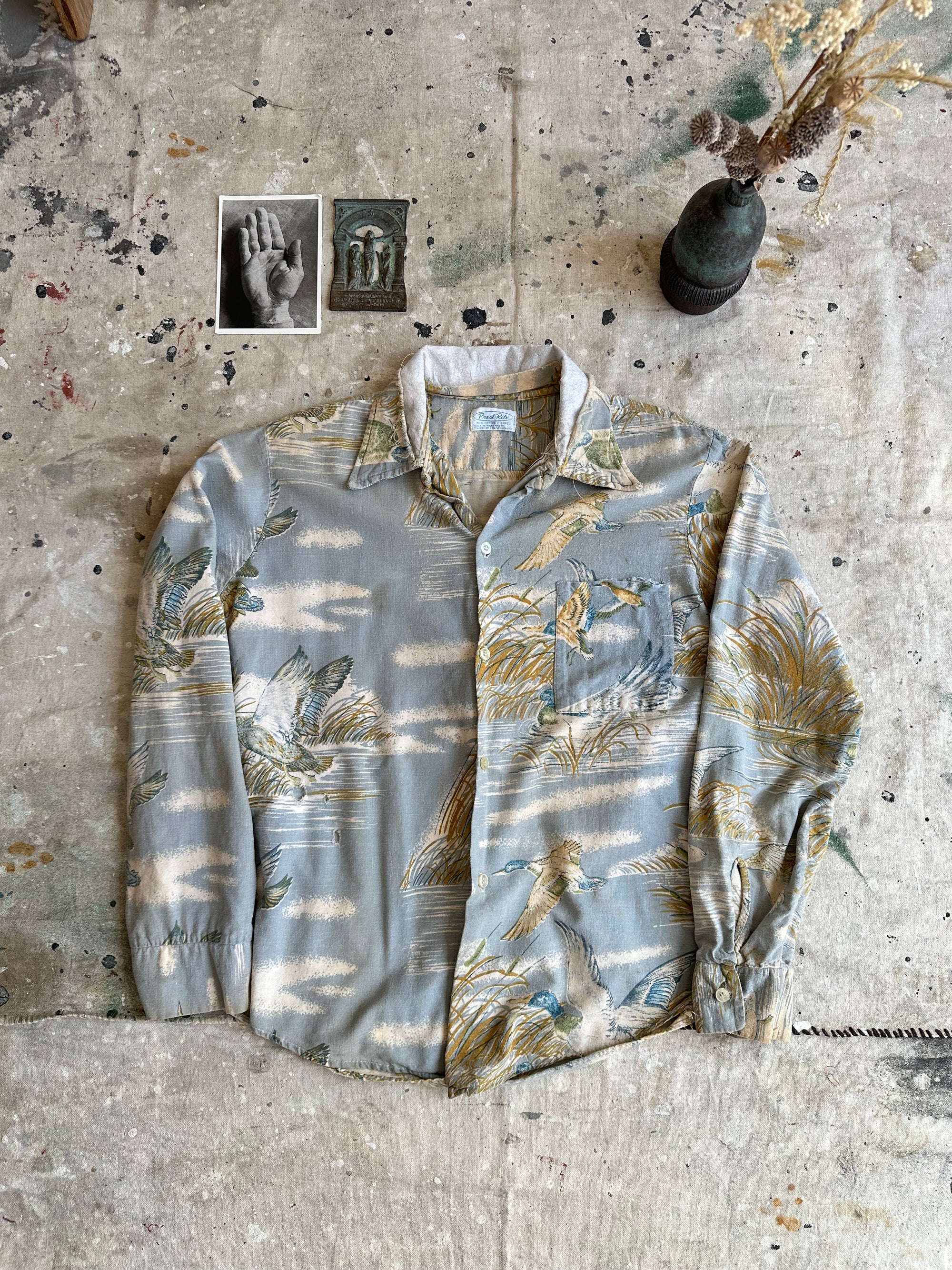 1950s Duck Print Button Up