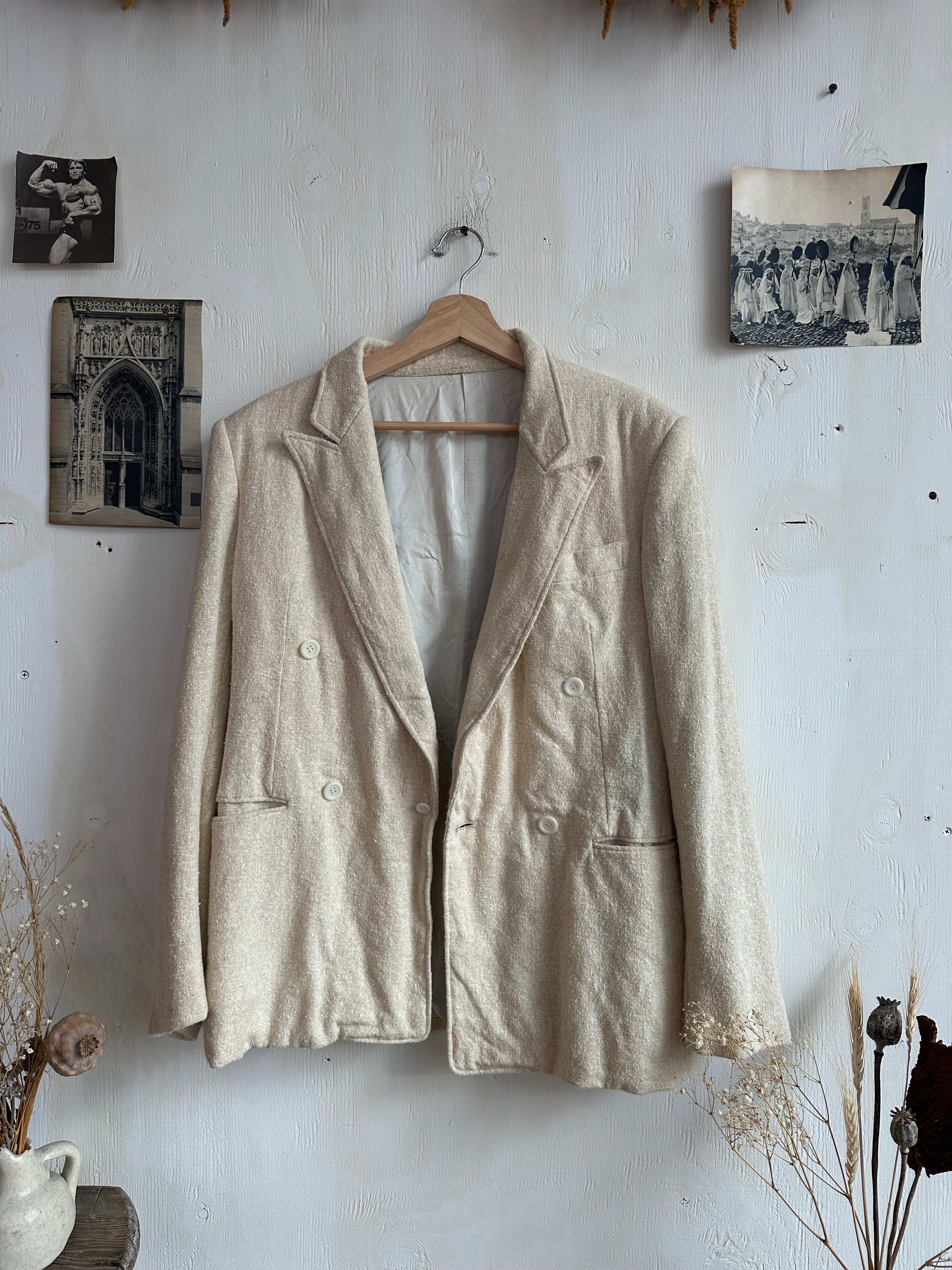 1970s Cream Slub Knit Suit (S)