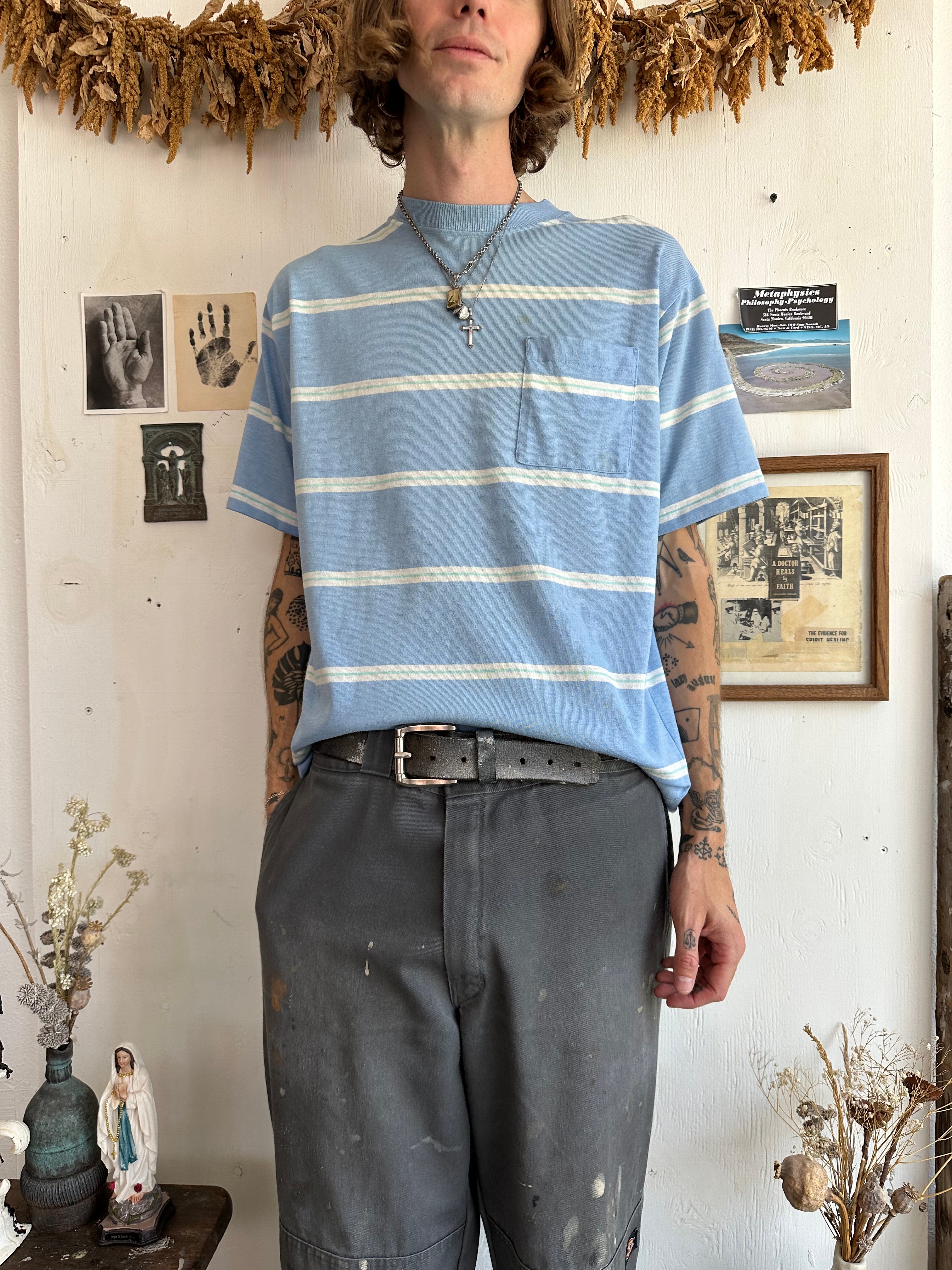 1990s Well Worn Striped Pocket Tee (L)