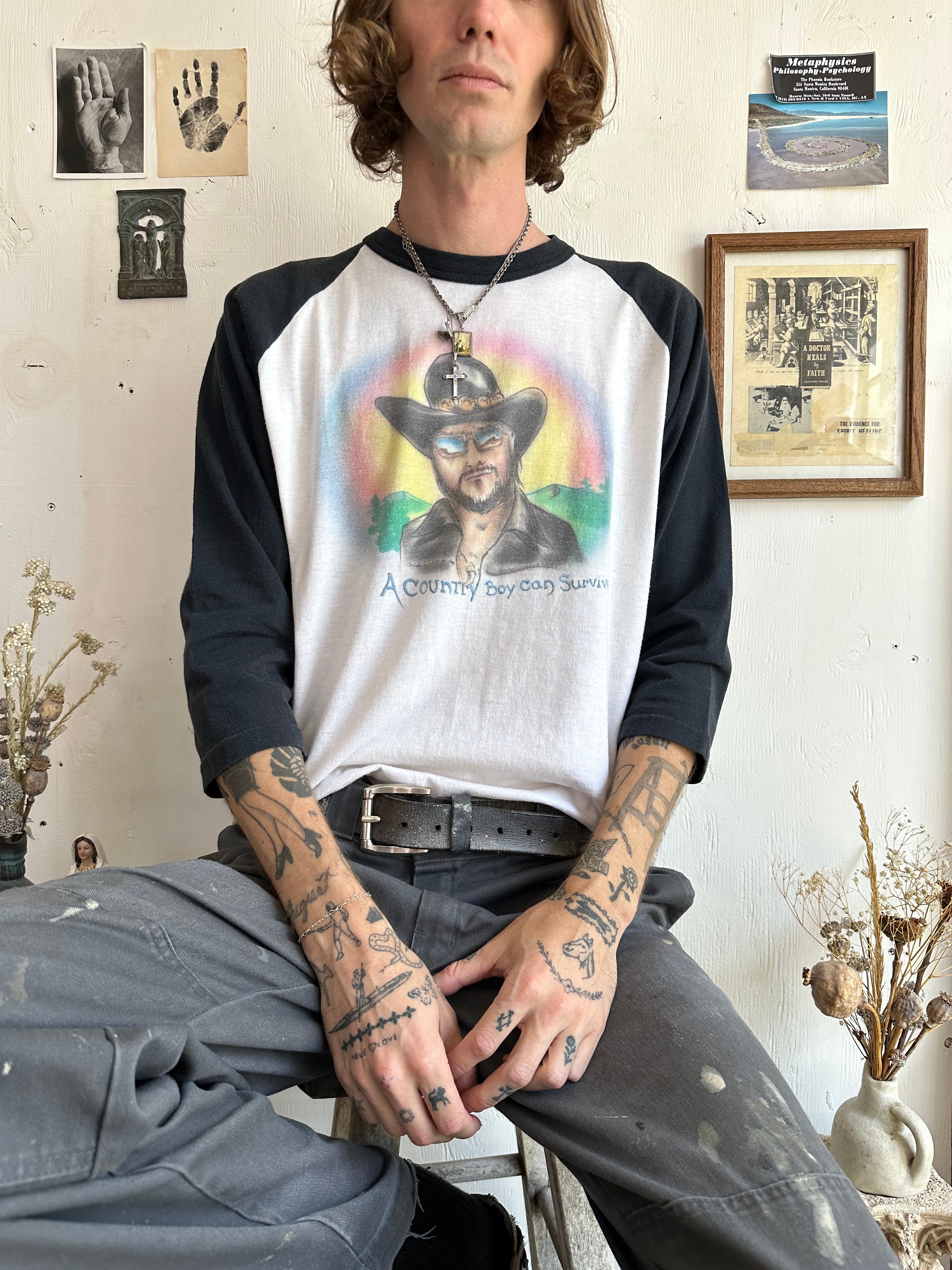 1980s Homemade Country Boy Baseball Tee (Boxy XL)