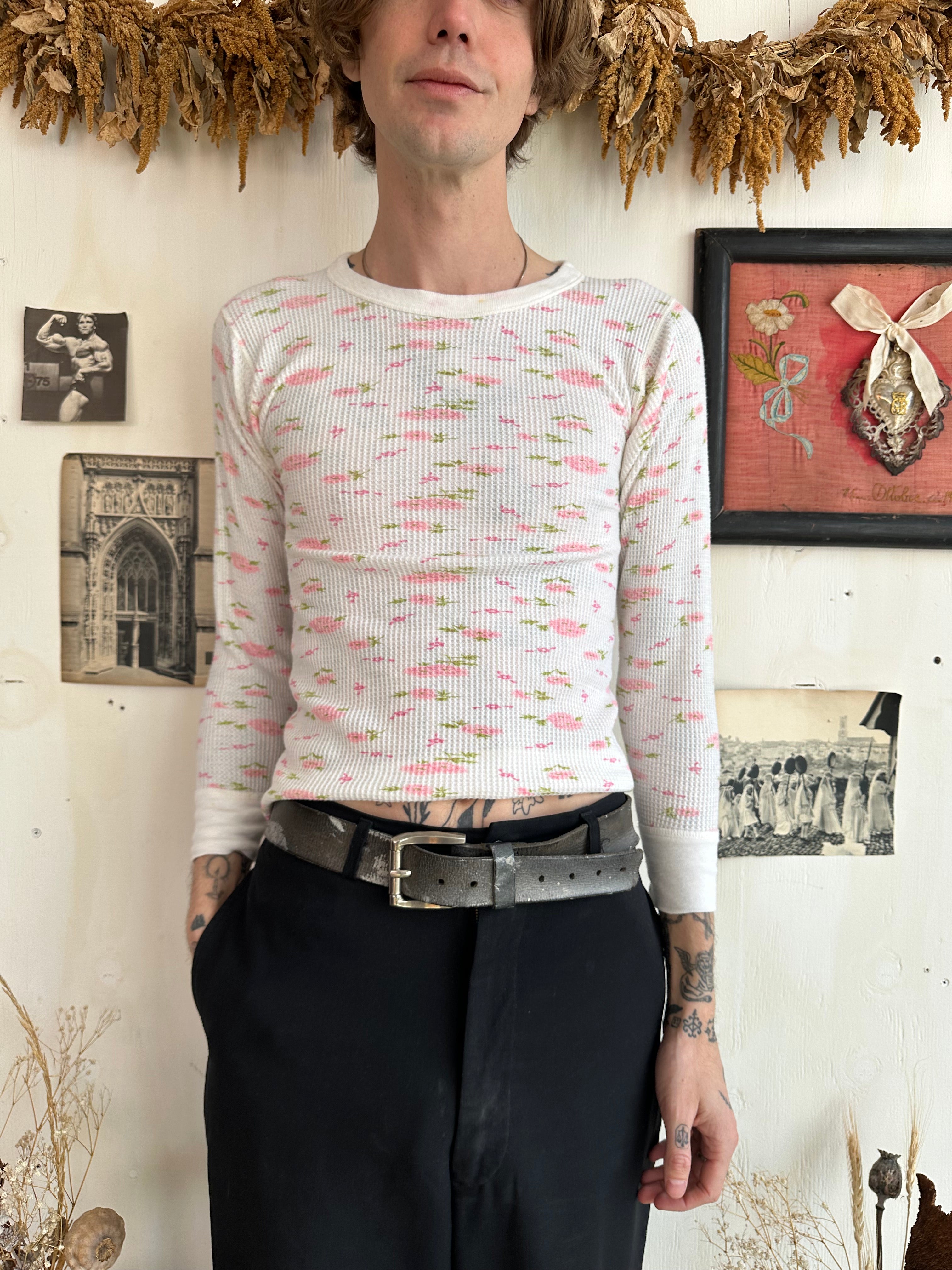 1970s Pink Floral Thermal (S)