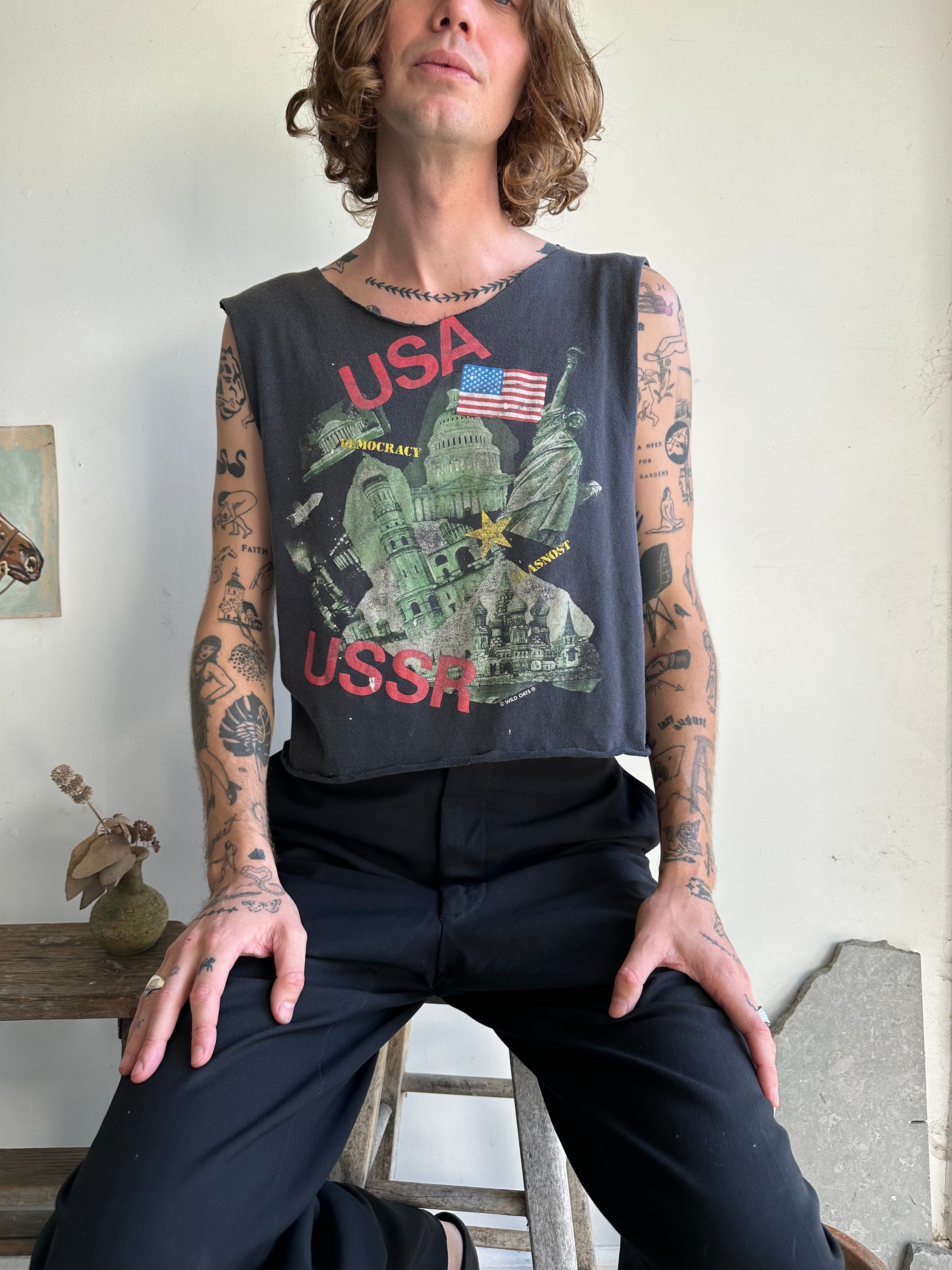 1990s Thrashed USA/USSR Muscle Tee (Boxy S)
