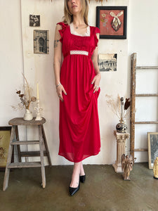 1970s Red Maxi Dress (M/L)