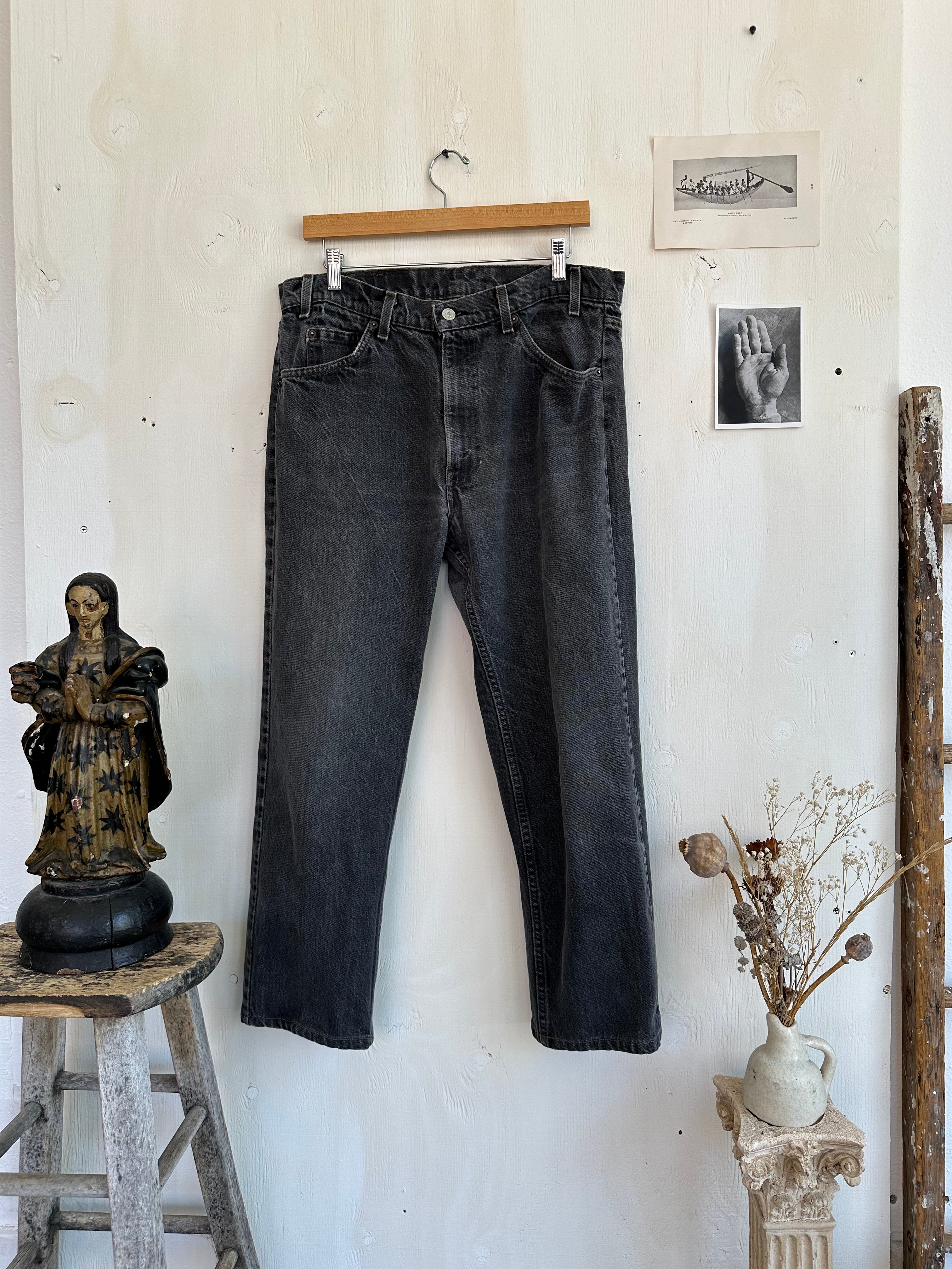 1980s Faded Black Orange Tab 505s (36 x 28)