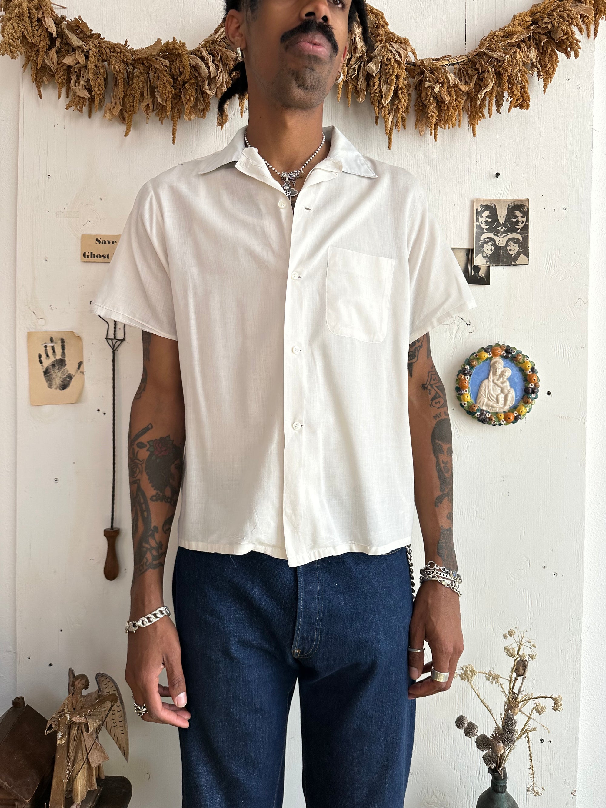 1970s Paper Thin Short Sleeve Button Up
