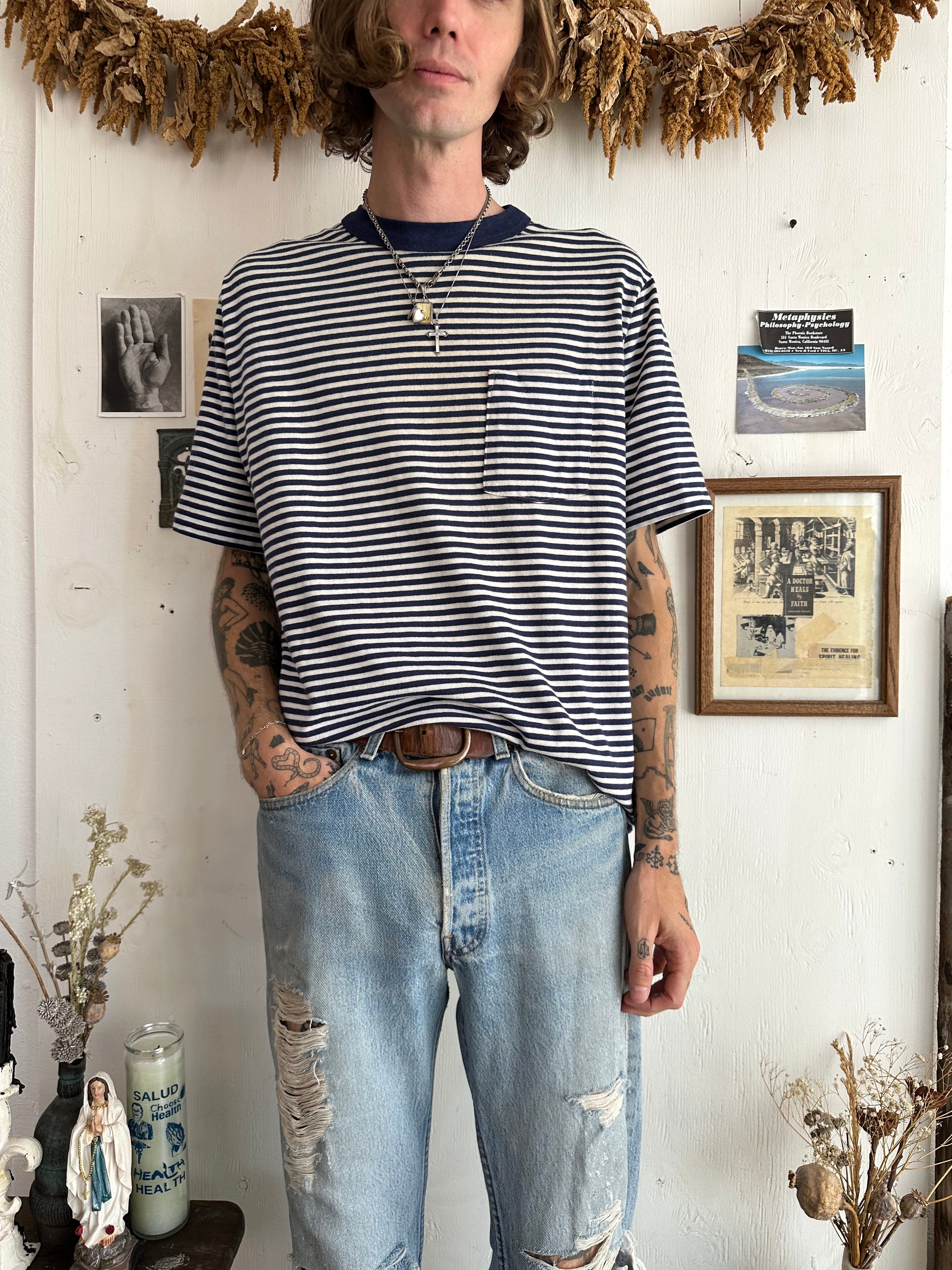 1990s Striped Pocket Tee (XL)