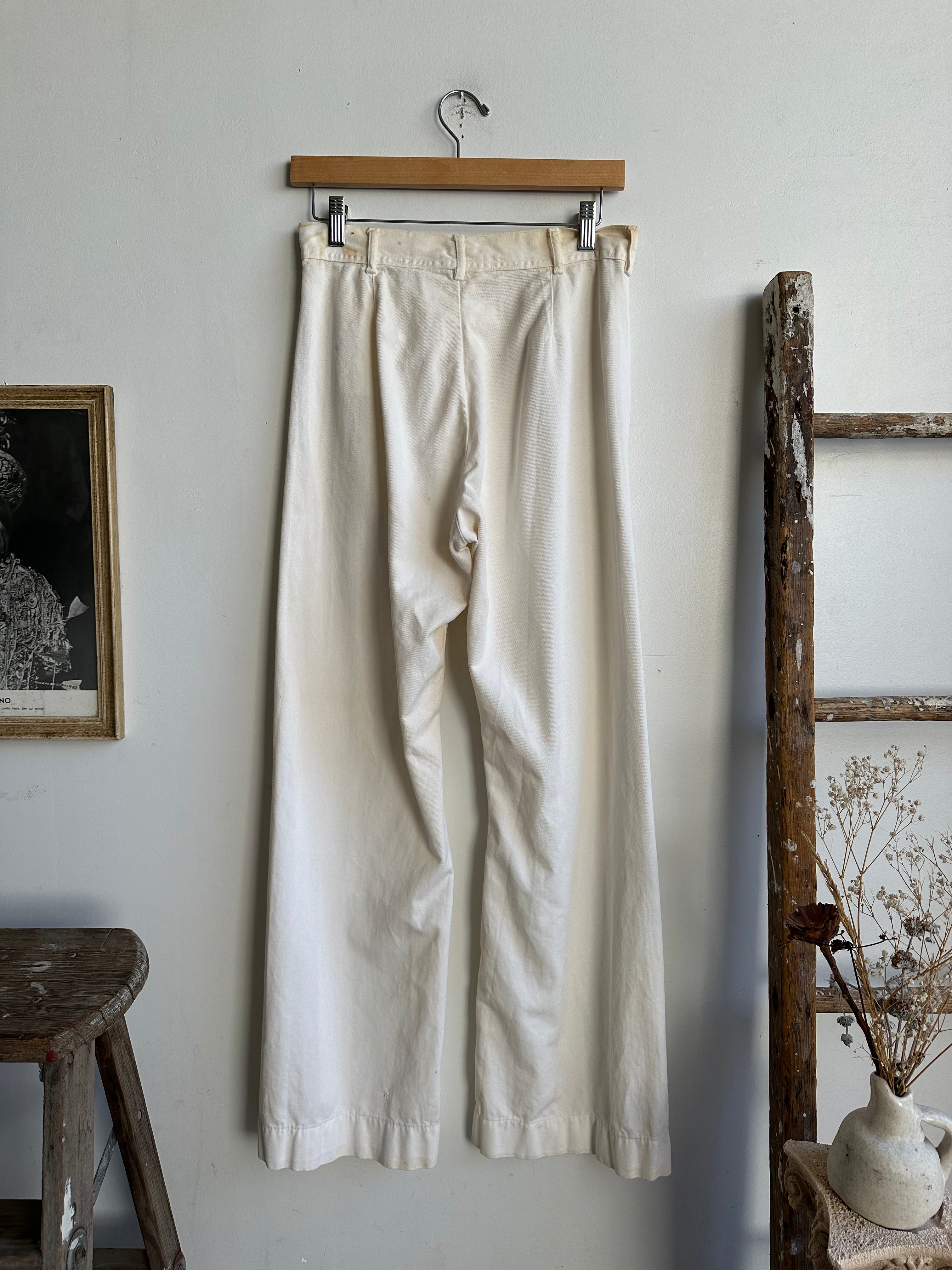 1940s Well-Worn USN White Trousers (29 x 29)