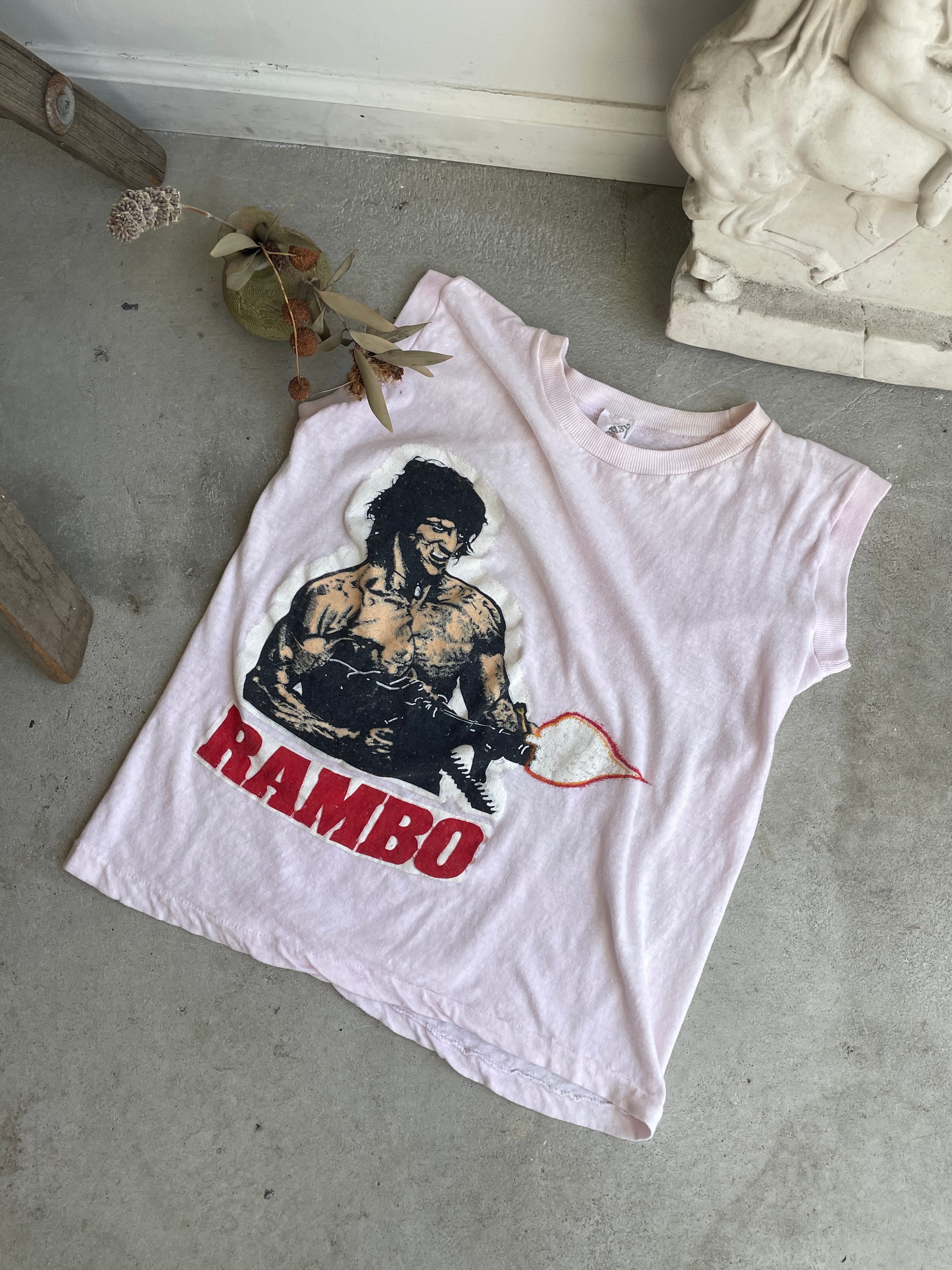 1980s Icy Pink Rambo Bootleg Muscle Tee (S)