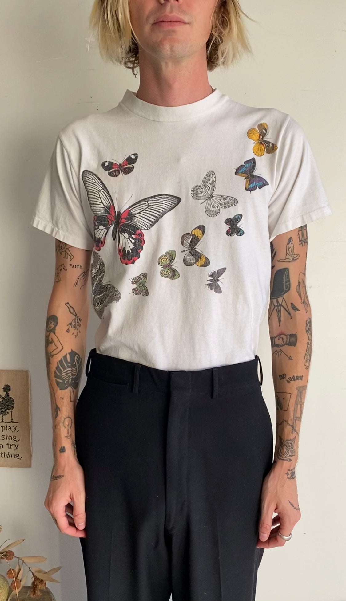 1980s All-Around Butterfly Print Tee (S/M)