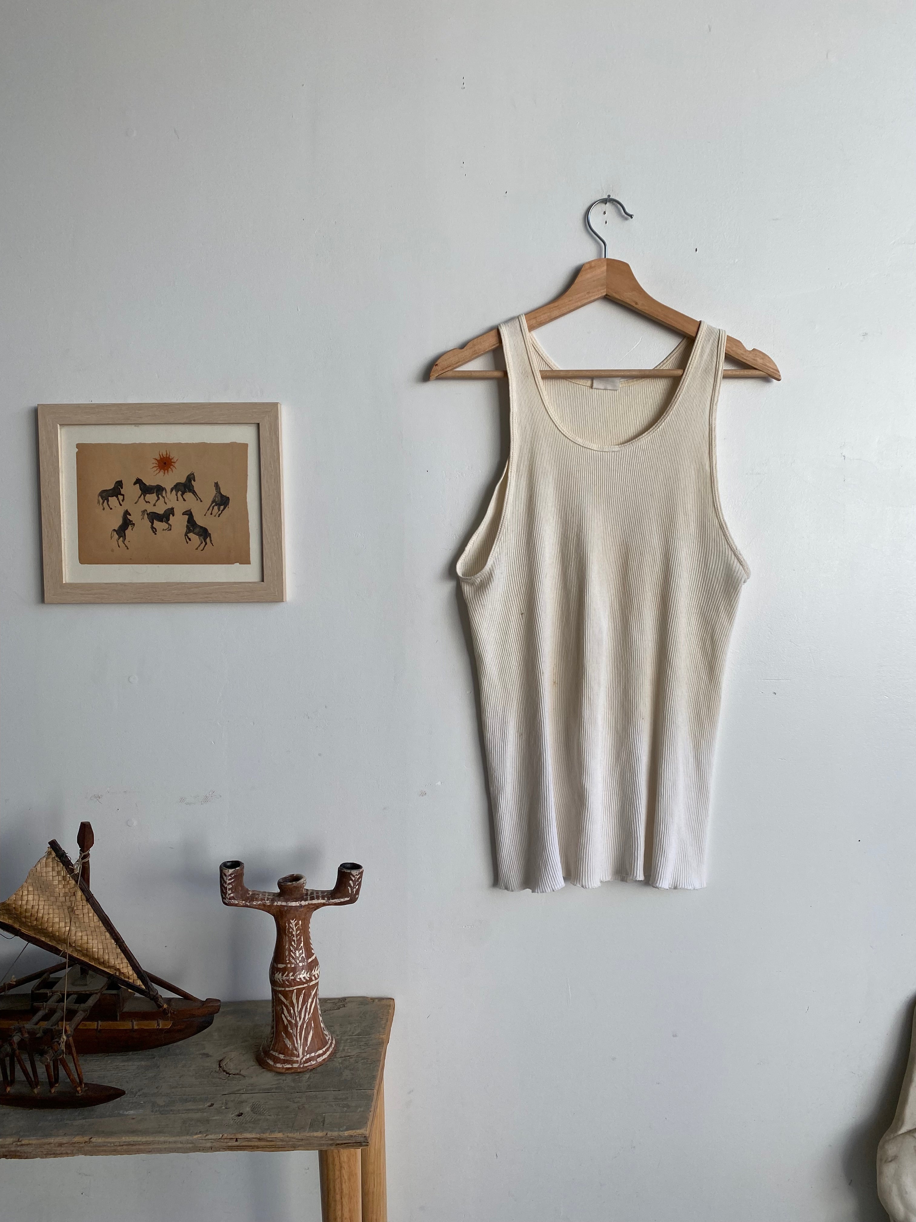 1980s Discolored Ribbed Tank Top (M)