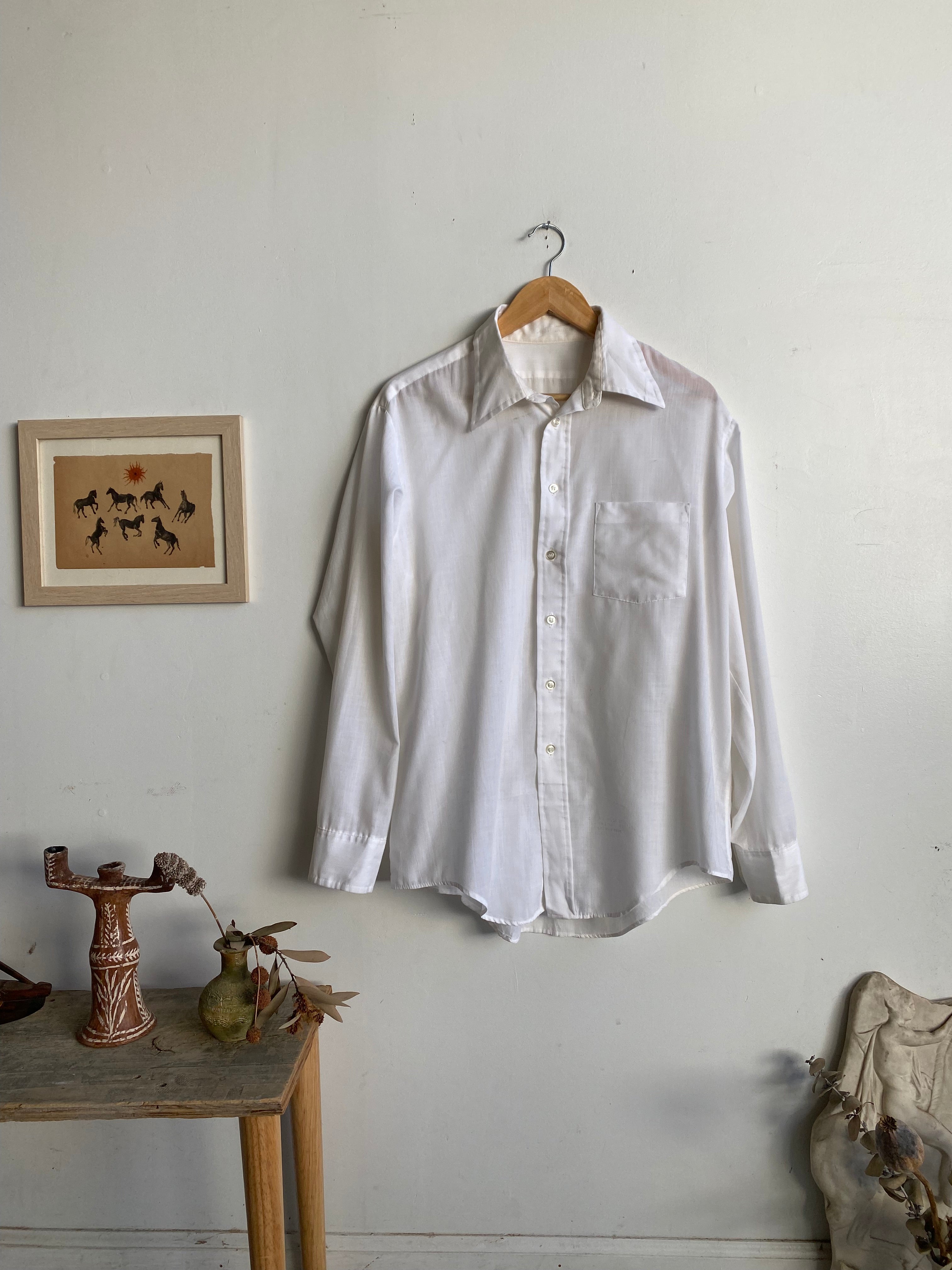 1970s Stained White Button-Up (L)