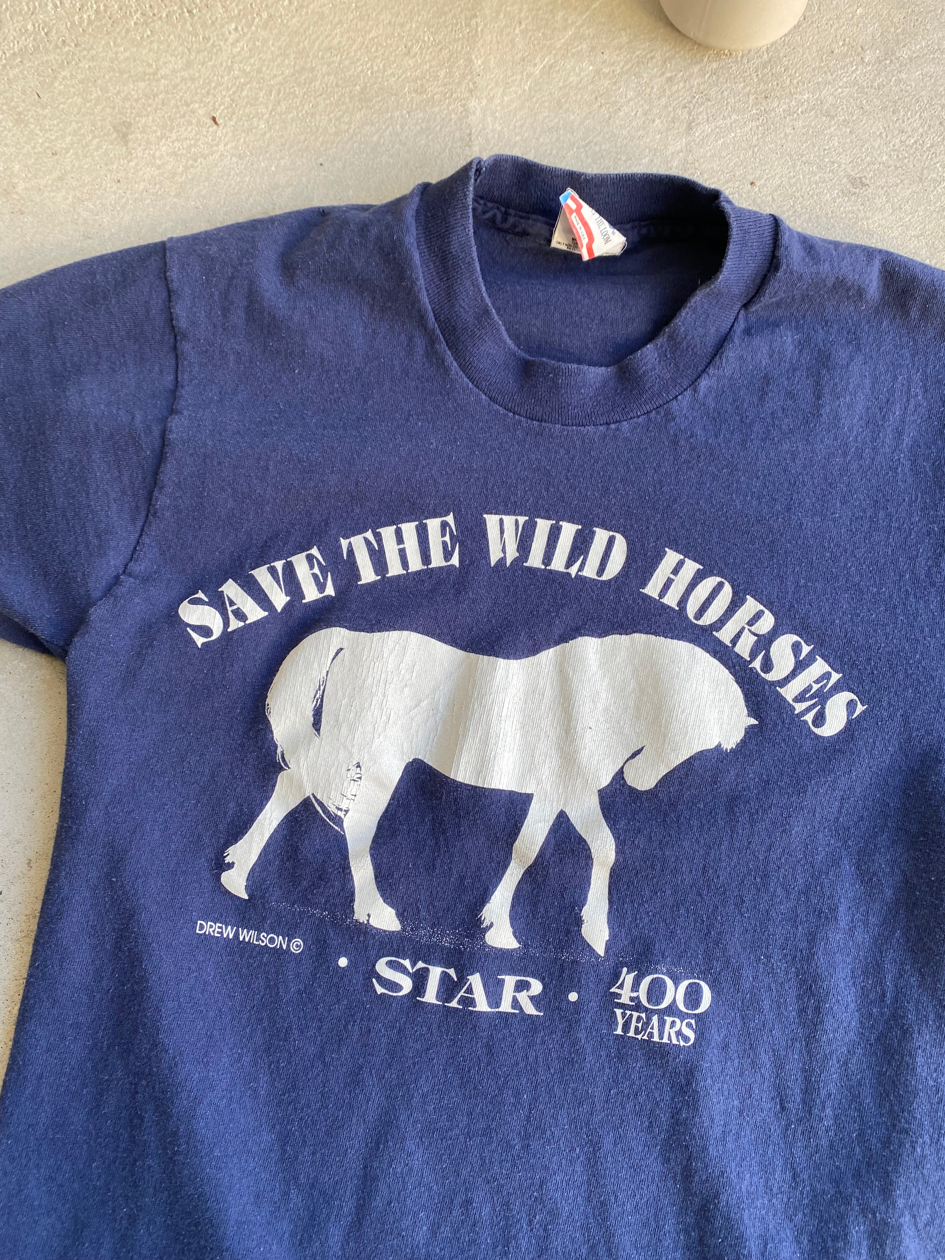 1980s Save the Wild Horses Tee (S/M)