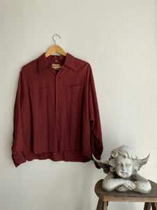 1960s Maroon Button Down Shirt (Boxy M)