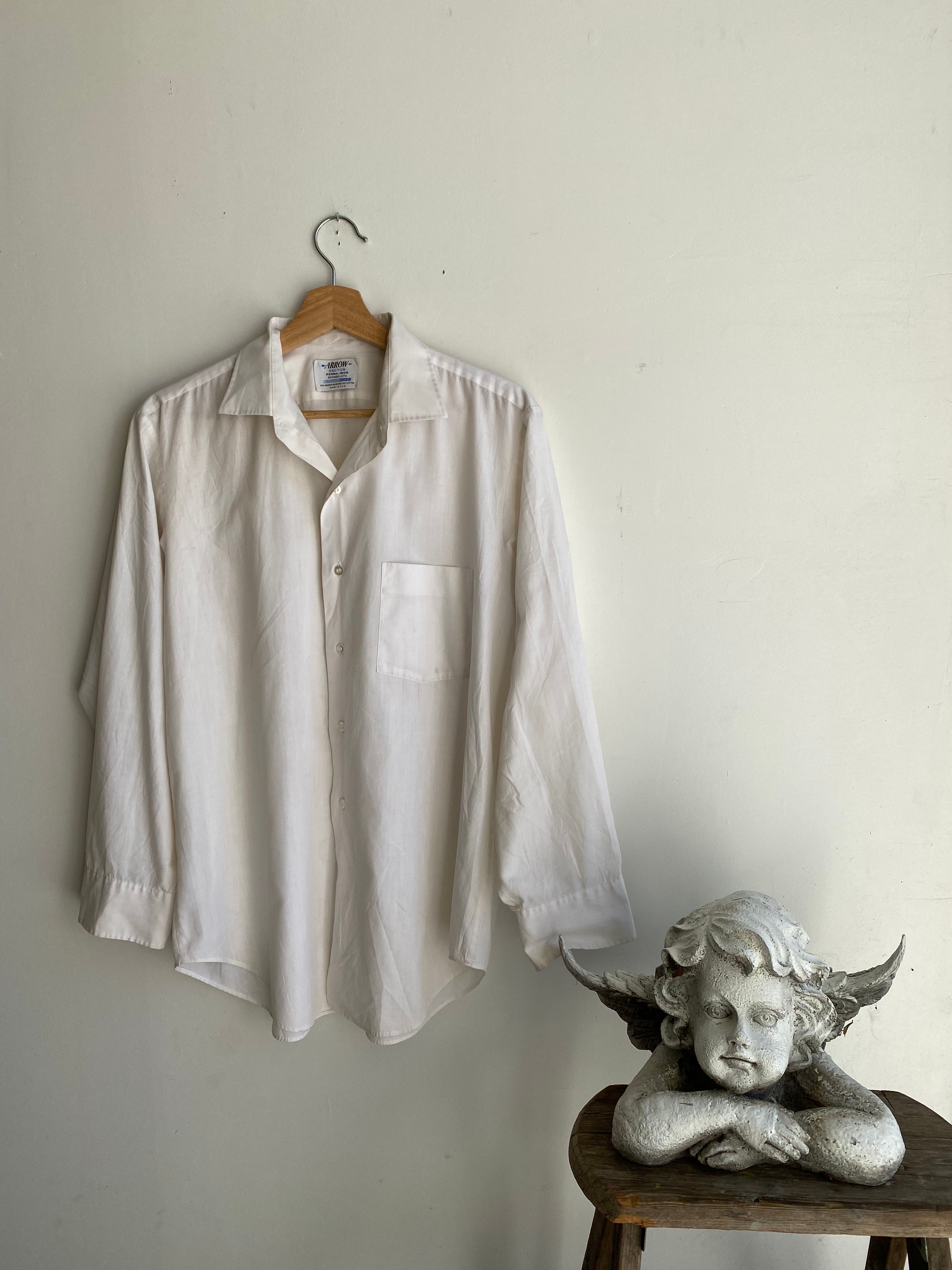 1970s White Button Down Shirt (M)