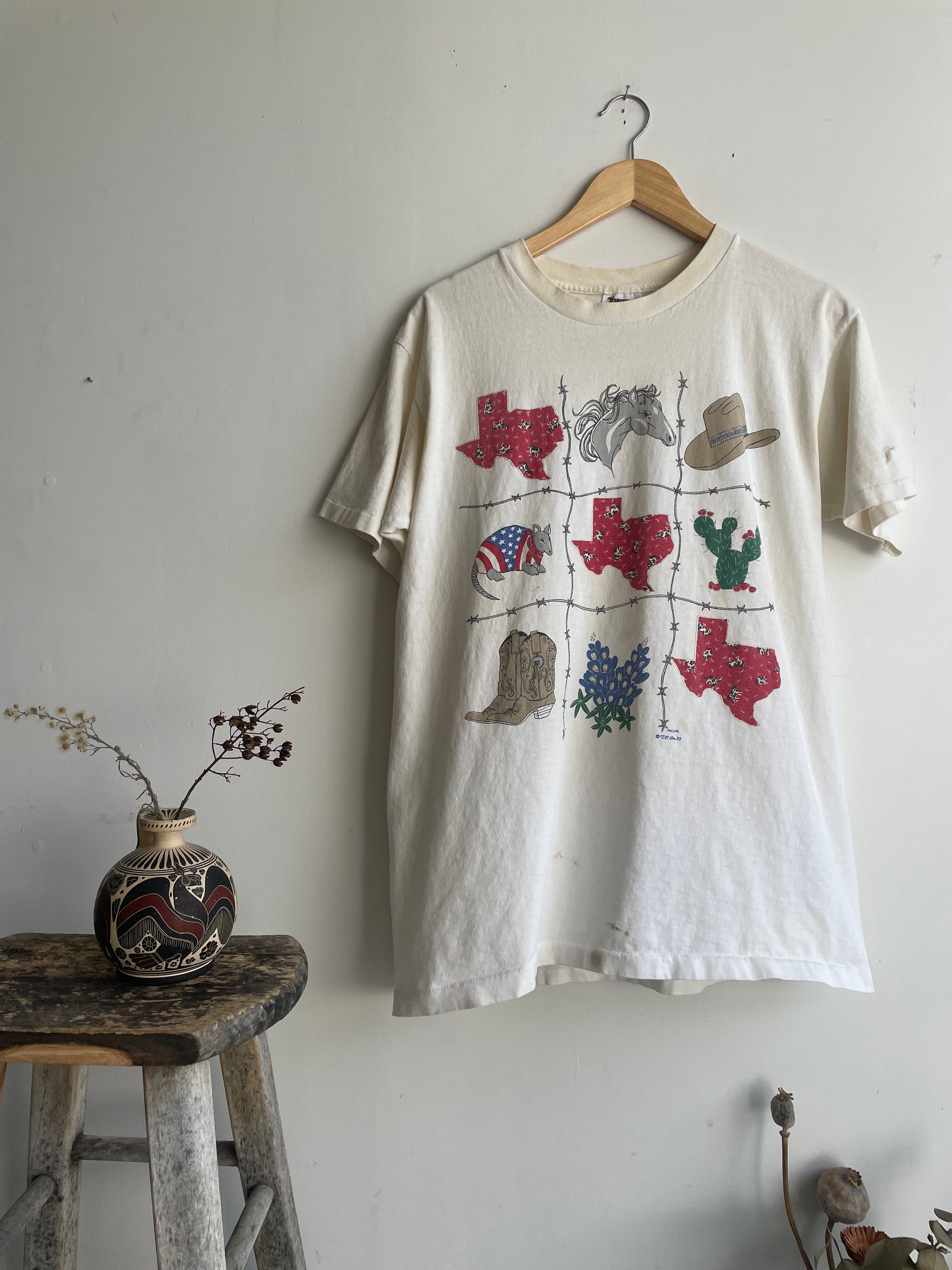 1990s Stained Texas Tic-Tac-Toe T-Shirt (L/XL)