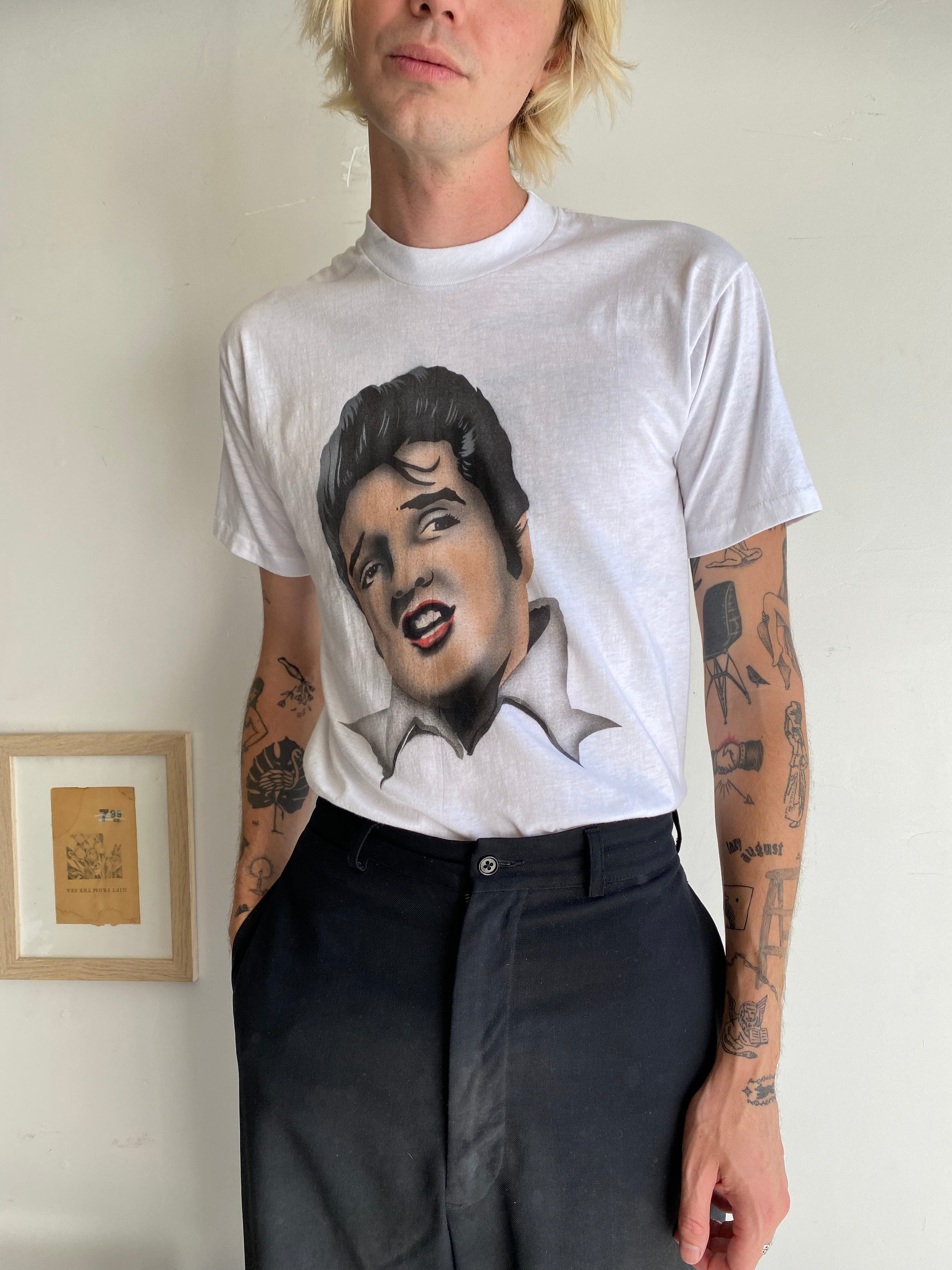 1980s Airbrushed Elvis T-Shirt (S/M)