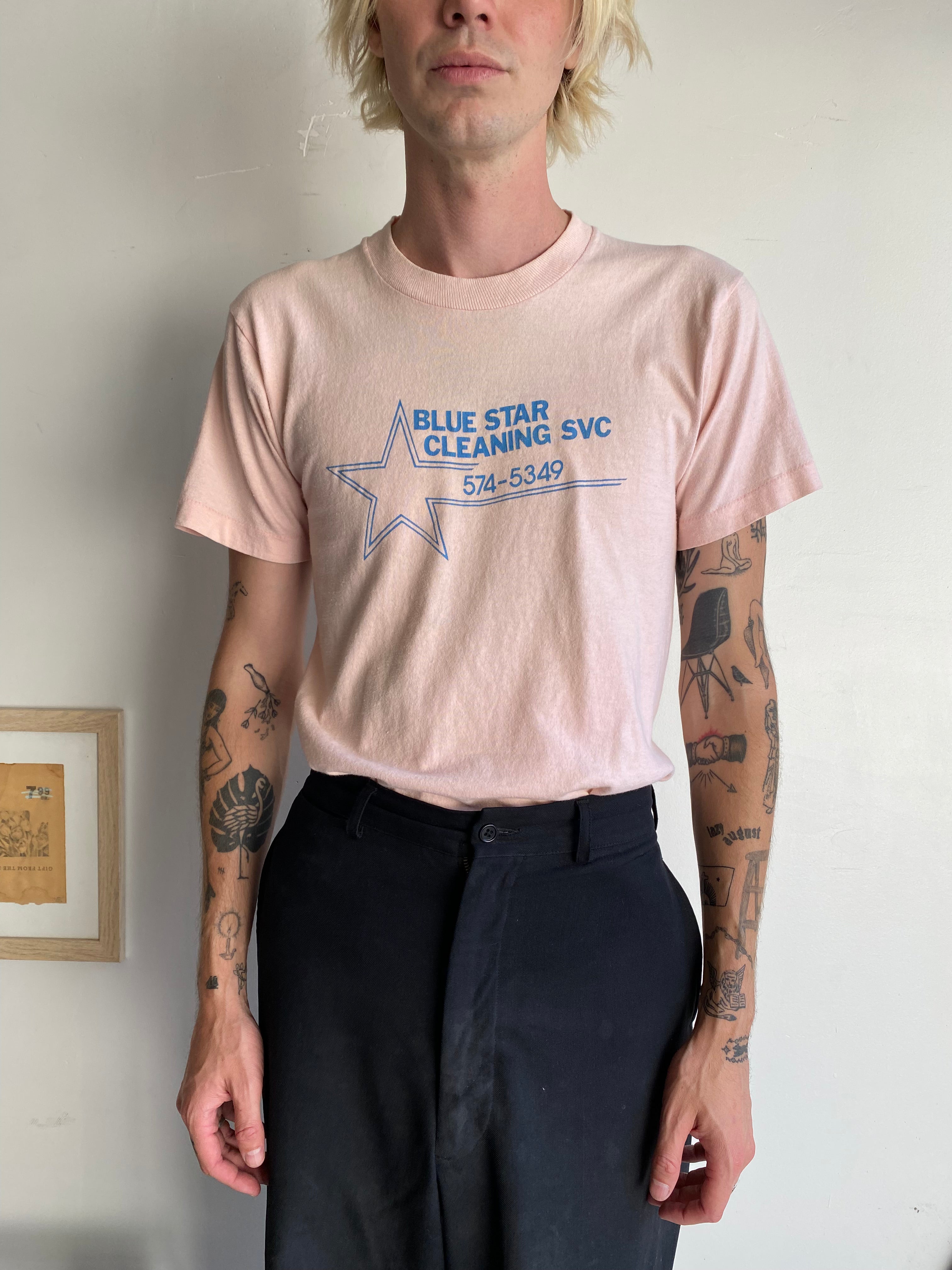 1980s Blue Star Cleaning T-Shirt (S/M)