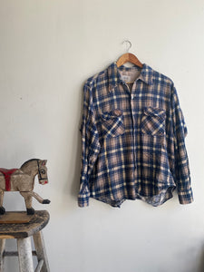 1960s Stained Cotton Plaid Shirt (Boxy M)