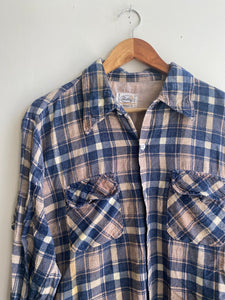 1960s Stained Cotton Plaid Shirt (Boxy M)