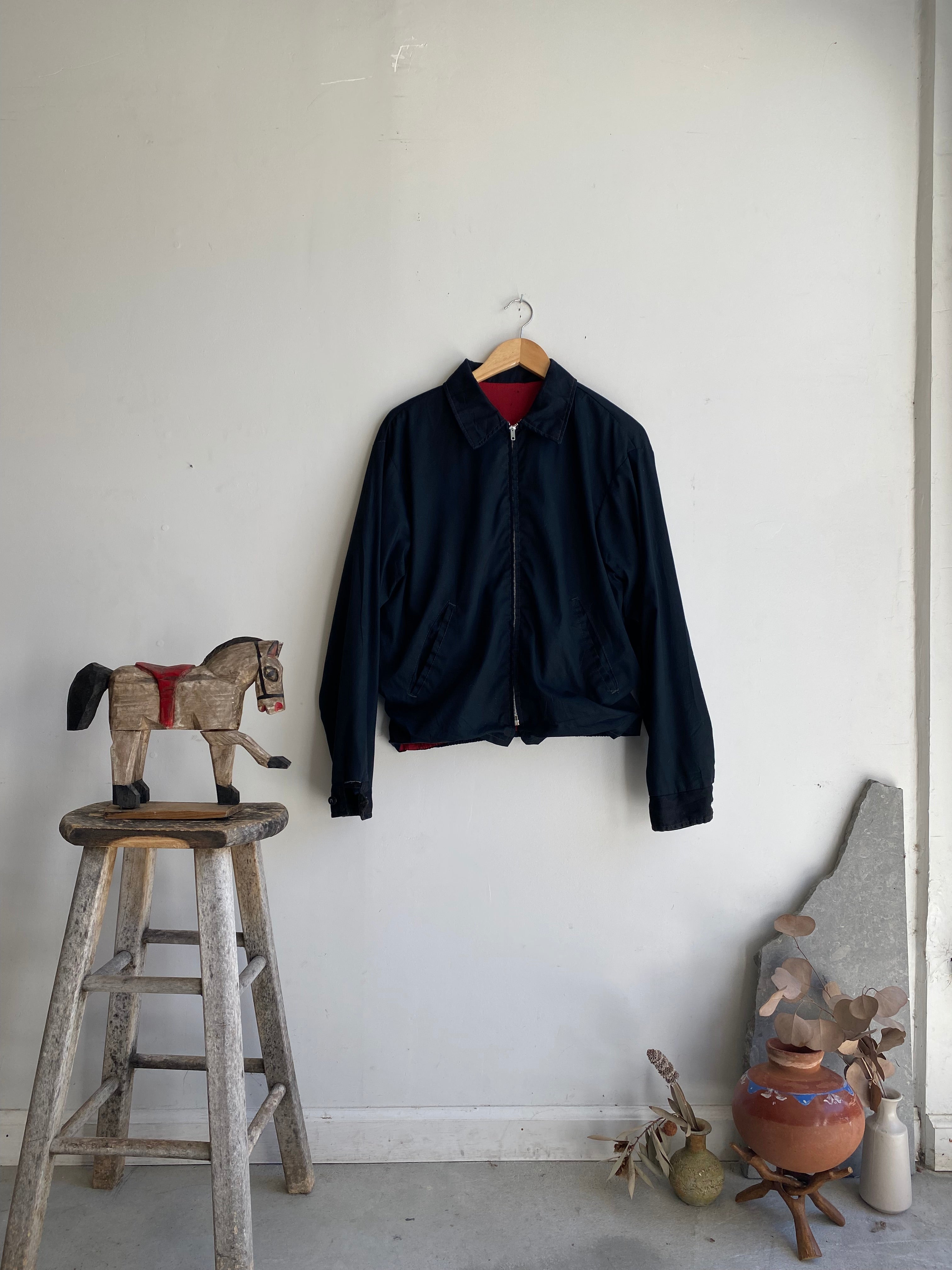 1980s Home Made Work Jacket with Red Lining (M)