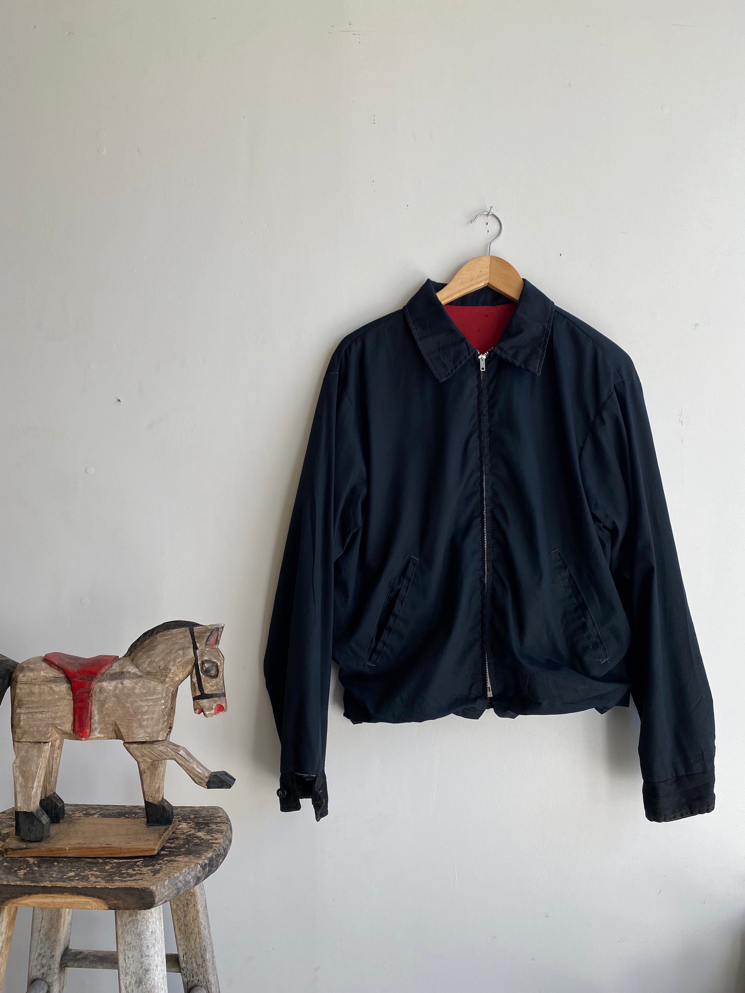 1980s Home Made Work Jacket with Red Lining (M)