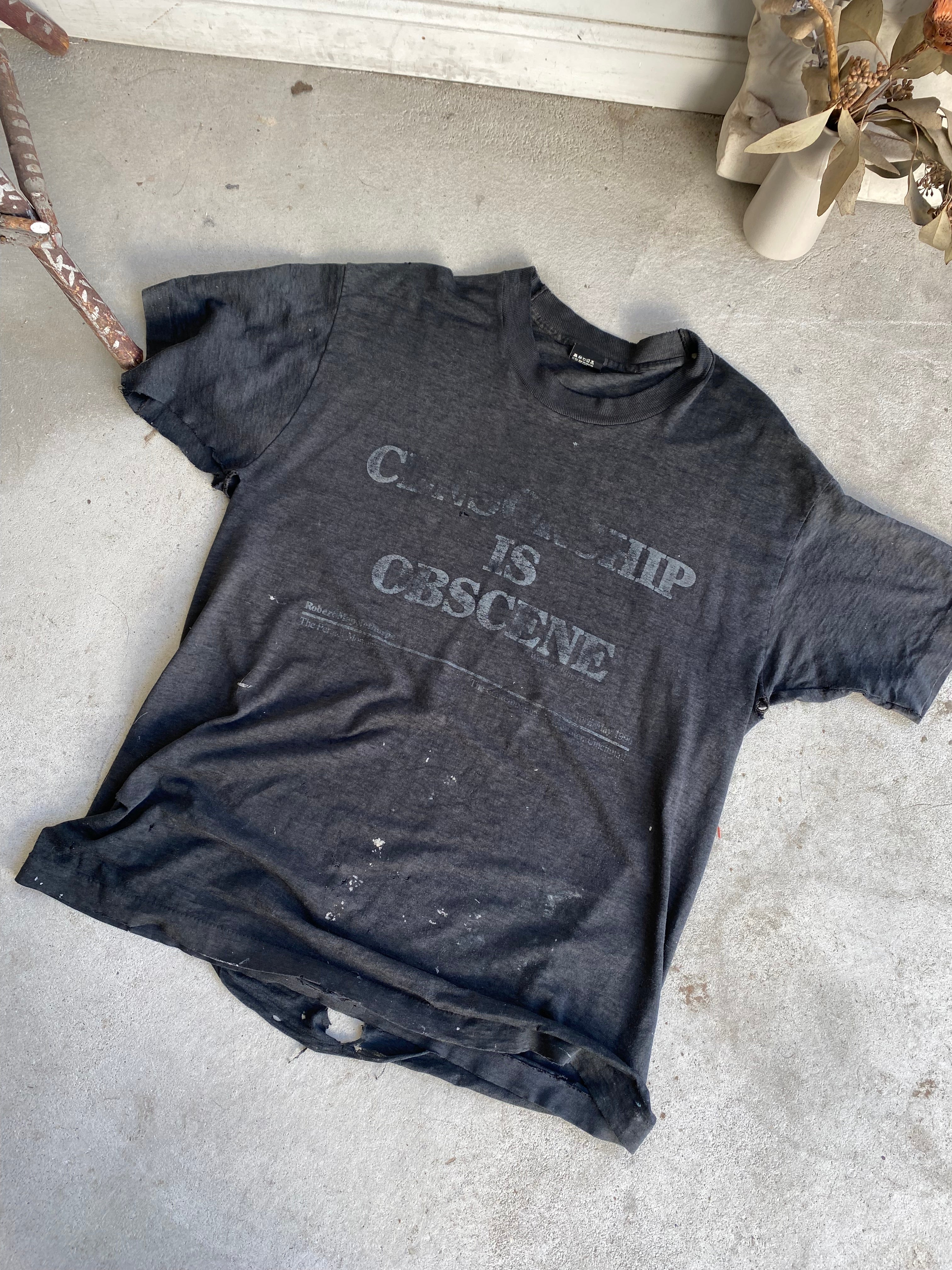 1990 Thrashed Robert Maplethorpe "Censorship is Obscene" Tee (XL)