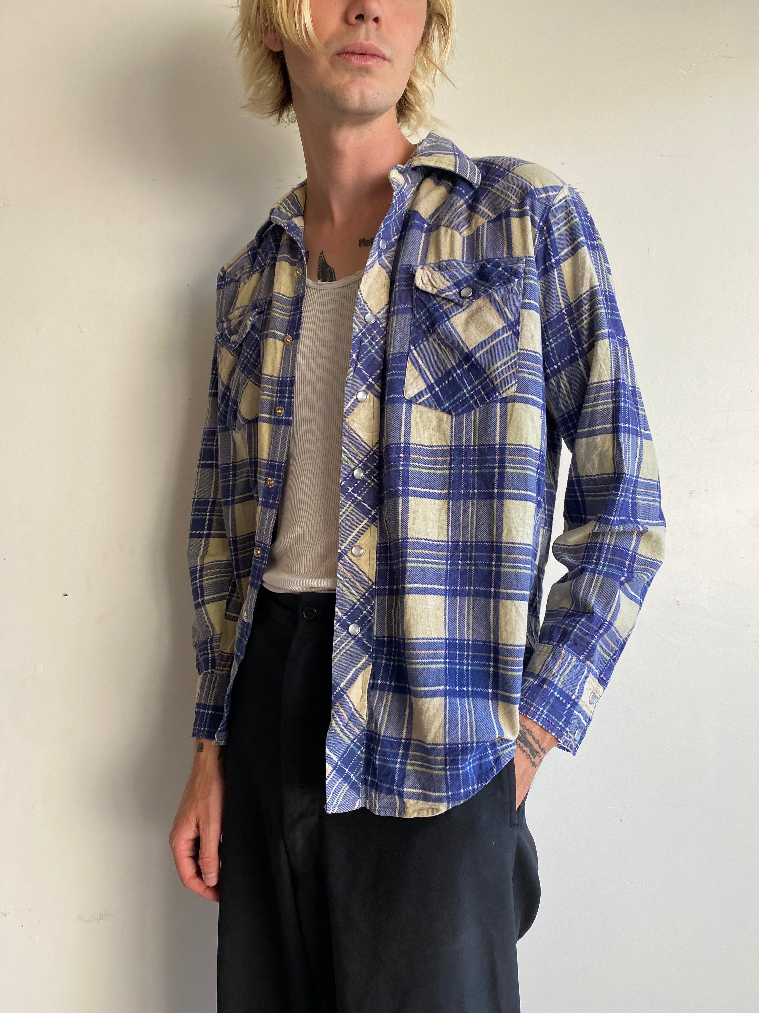 1980s Snap Button Cotton Western Shirt (M)