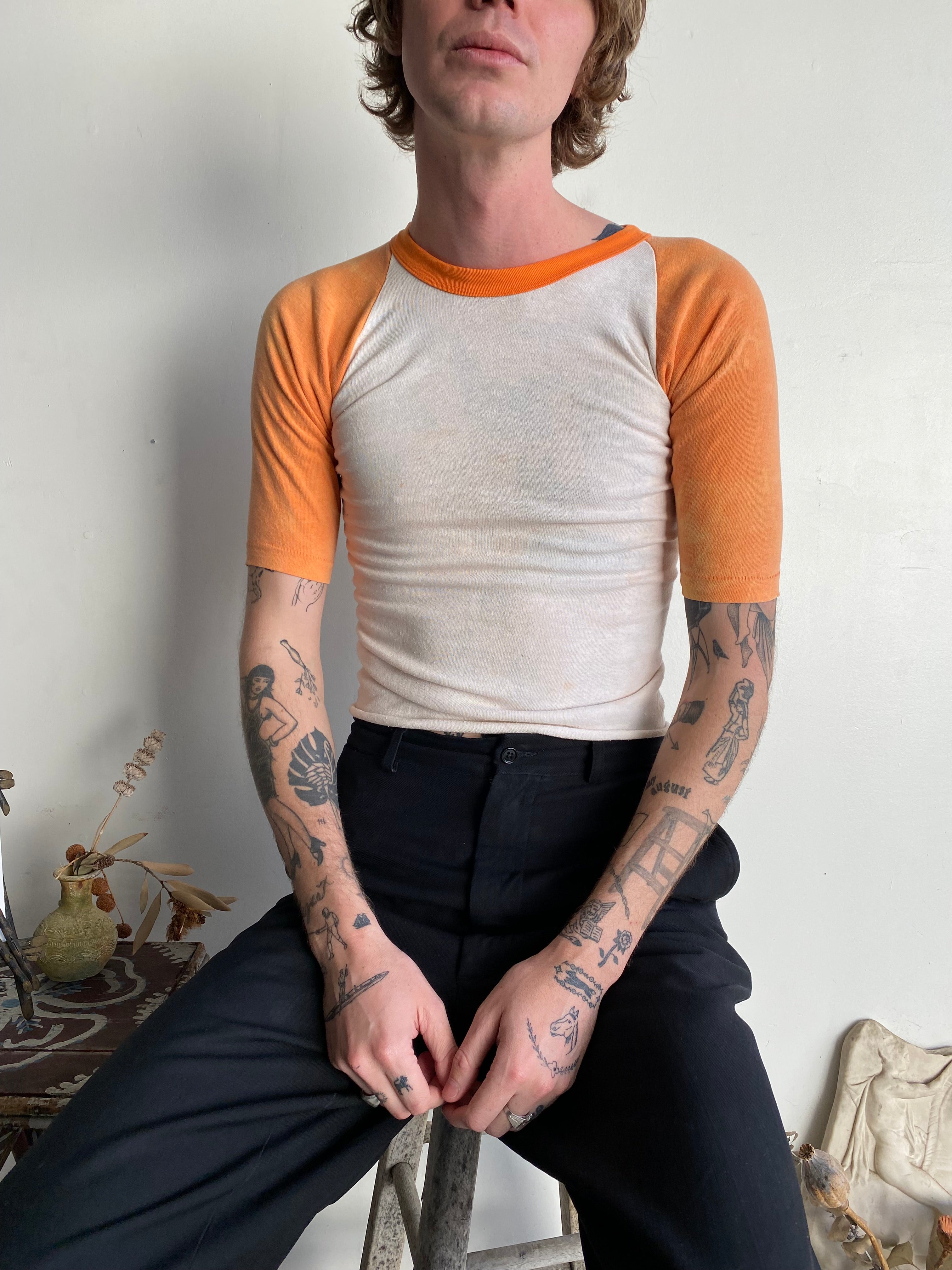 1970s Orange Baseball Tee (XS)