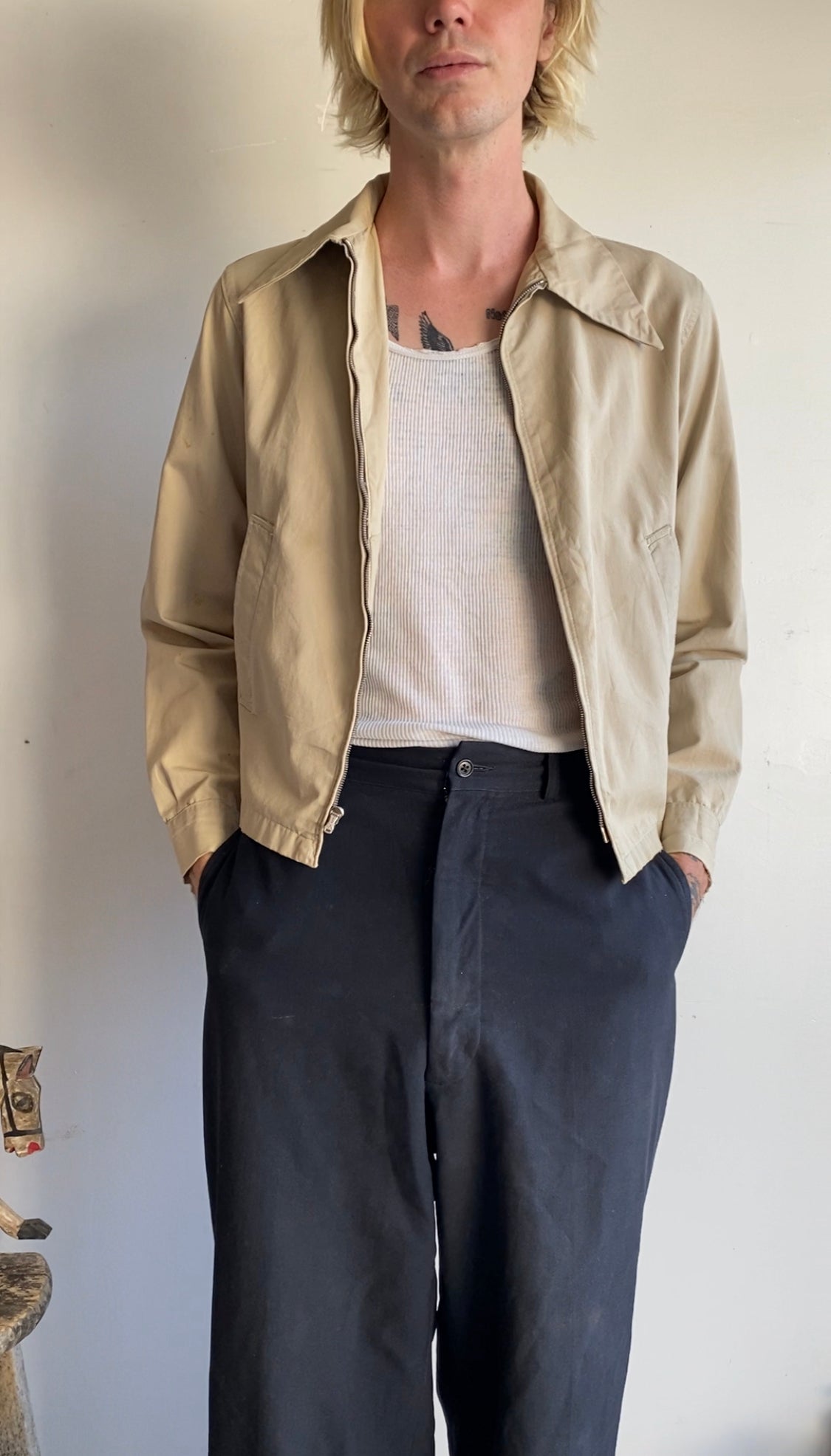 1970s Tan Work Jacket (Boxy S/M)