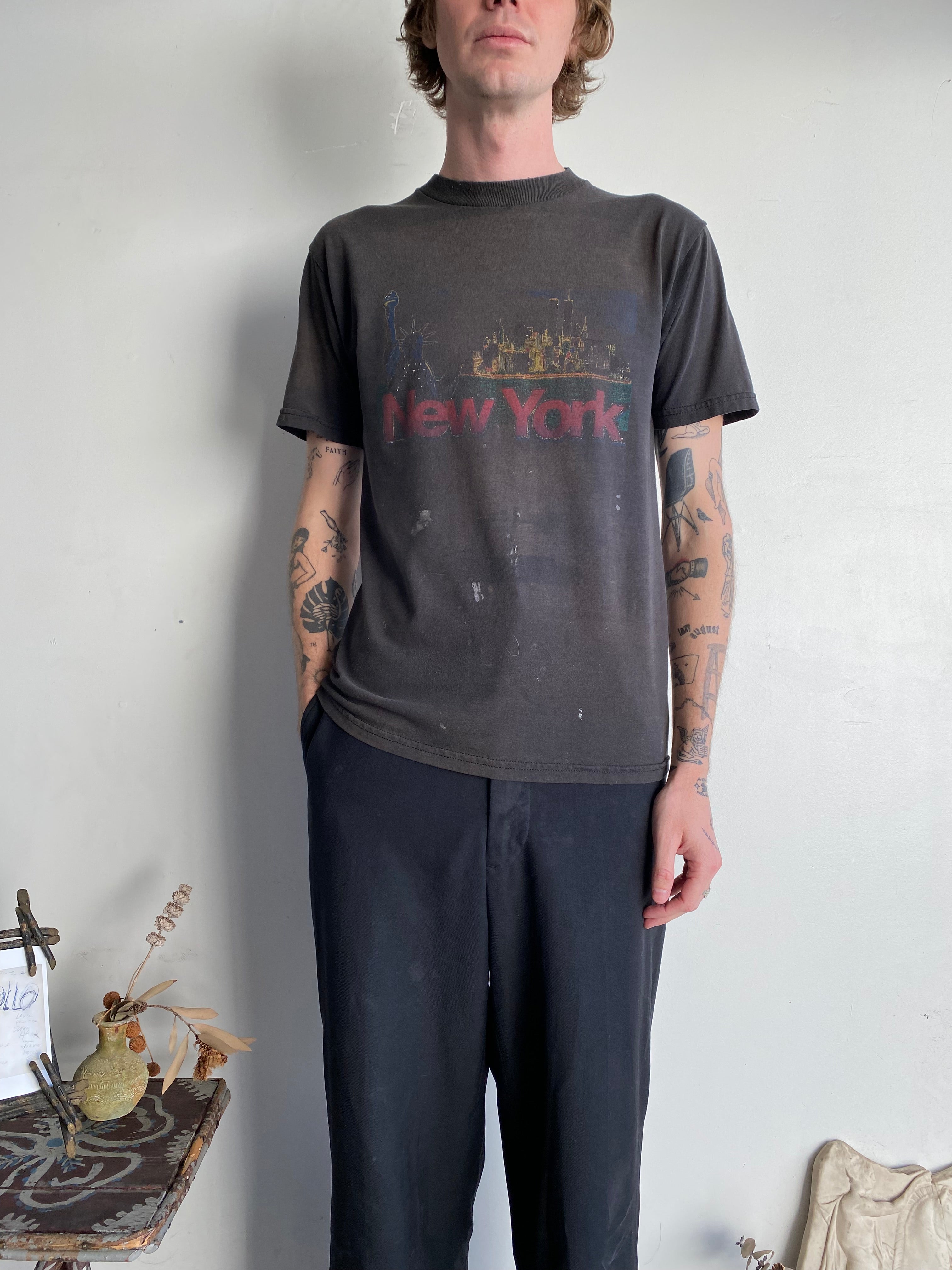 1990s Faded New York T-Shirt (M)