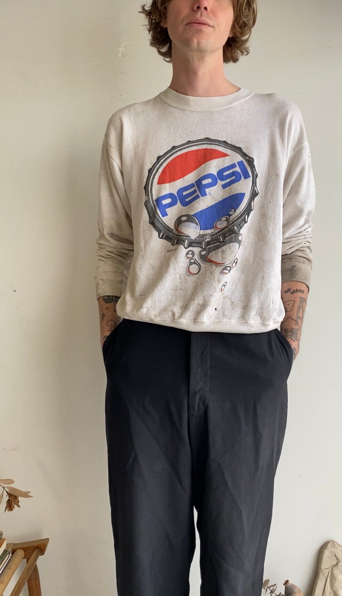 1980s Thrashed Pepsi Sweatshirt (Boxy M/L)