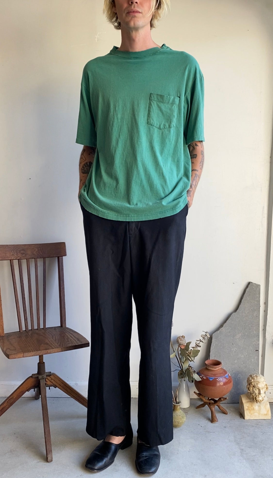 1980s Well Worn/Faded Green Pocket Blank (XL)