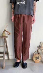 1980s Burgundy Silk Pants (Fits Between a 28 and 31"