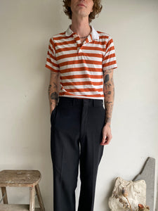 1970s Orange Striped polo (S/M)