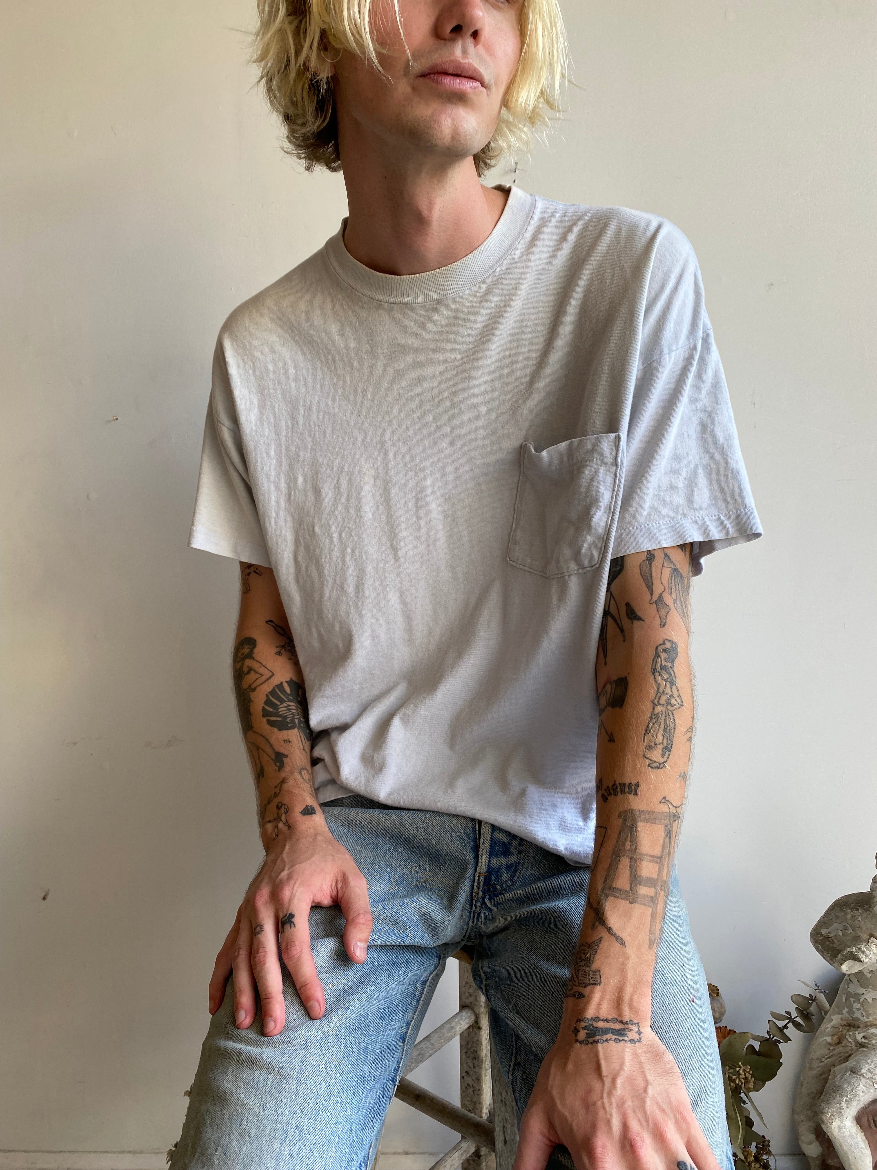 1980s Light Blue Pocket Tee (Boxy XL)