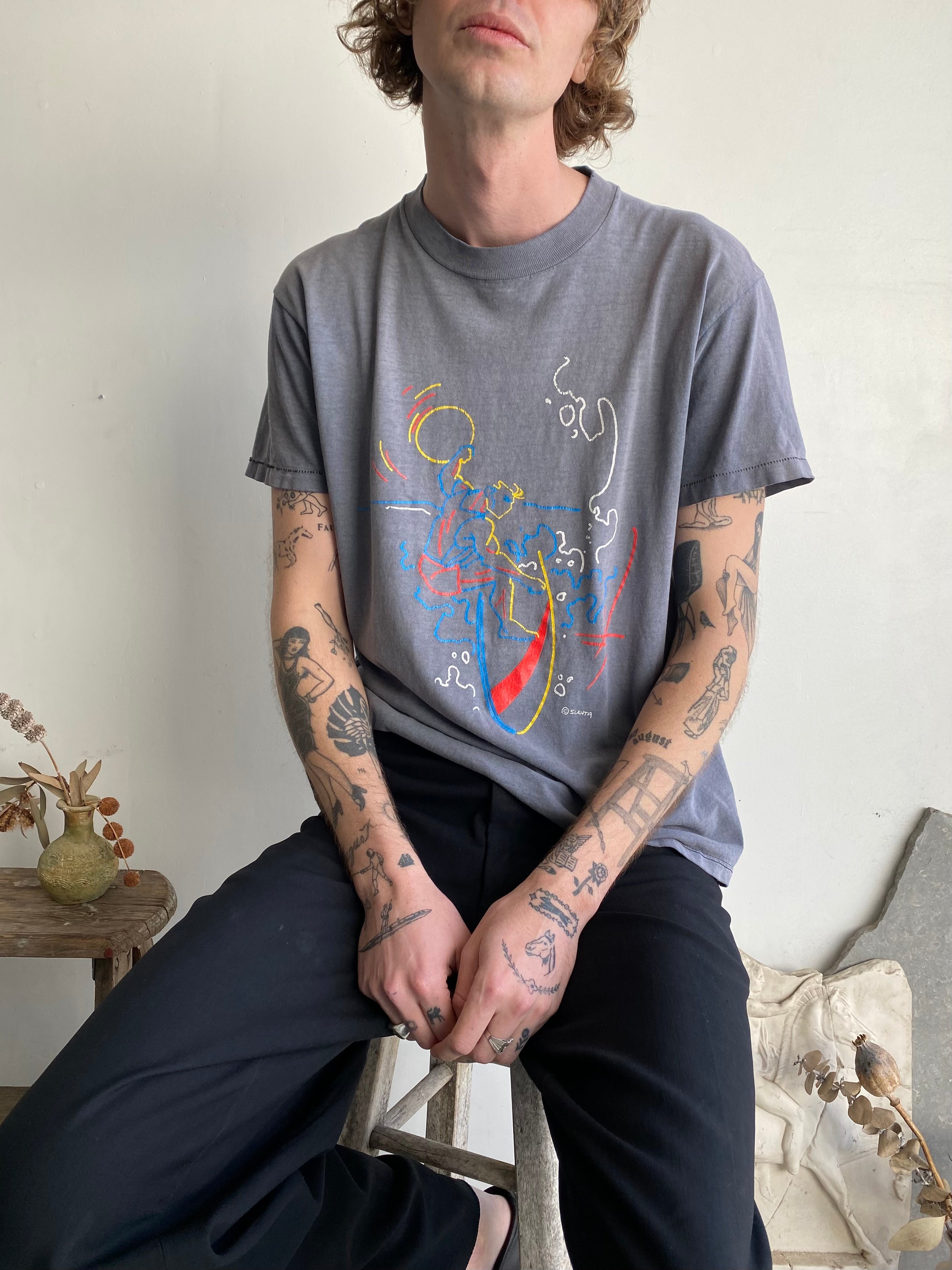 1980s Sunfaded Surfer T-Shirt (L)