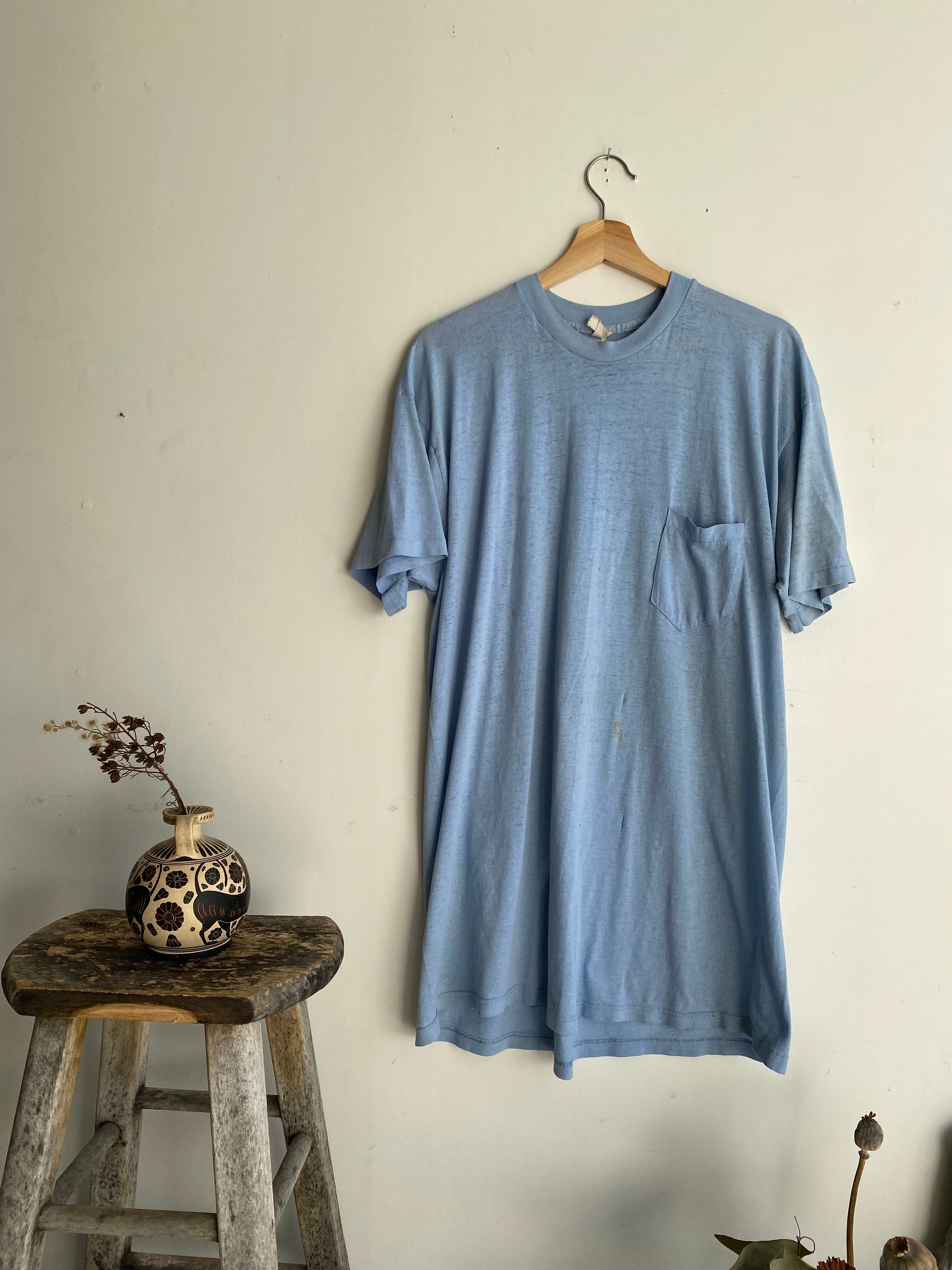 1980s Light Blue Pocket Tee (L)