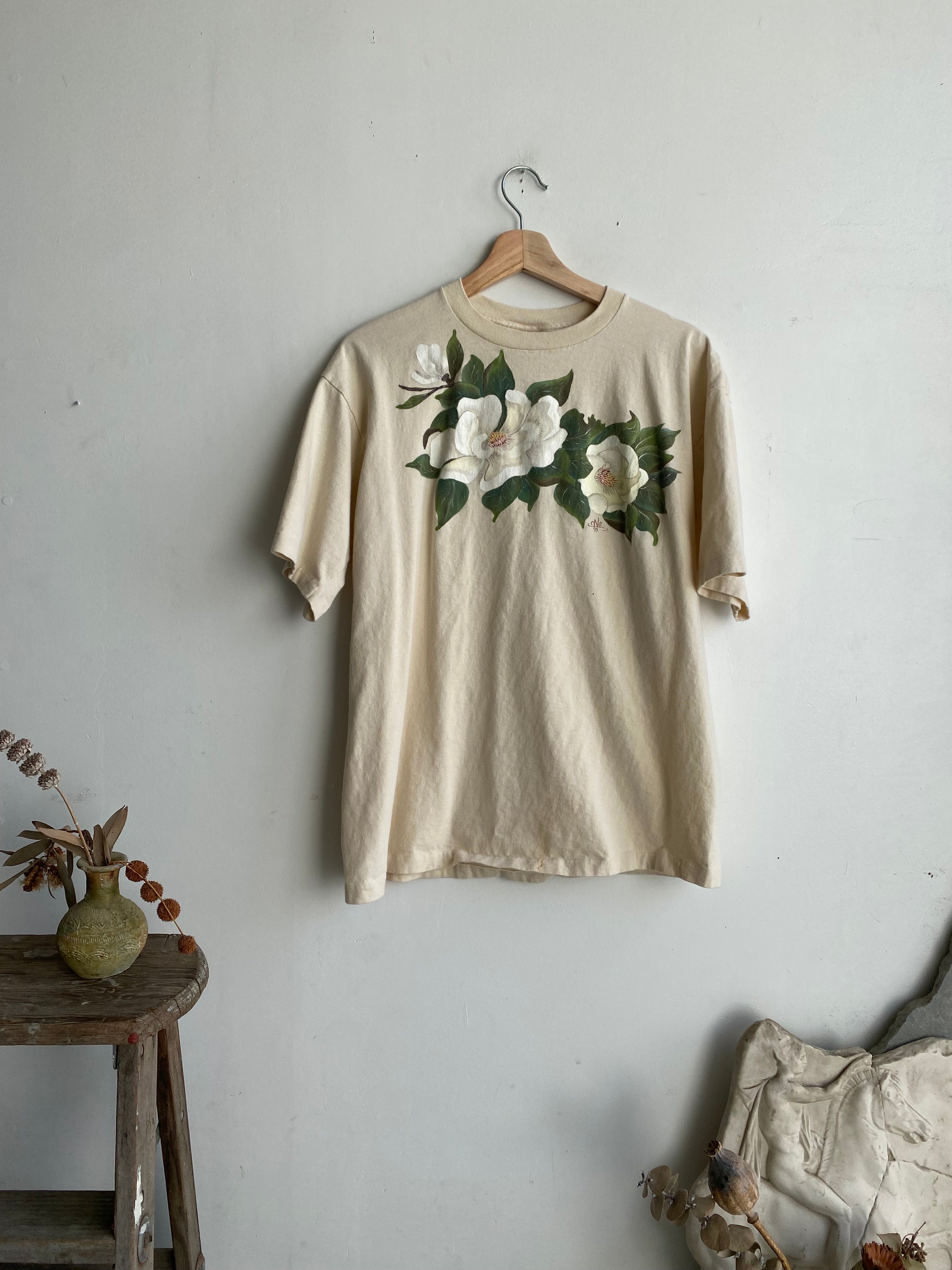 1990s Hand-Painted Floral Tee (L)