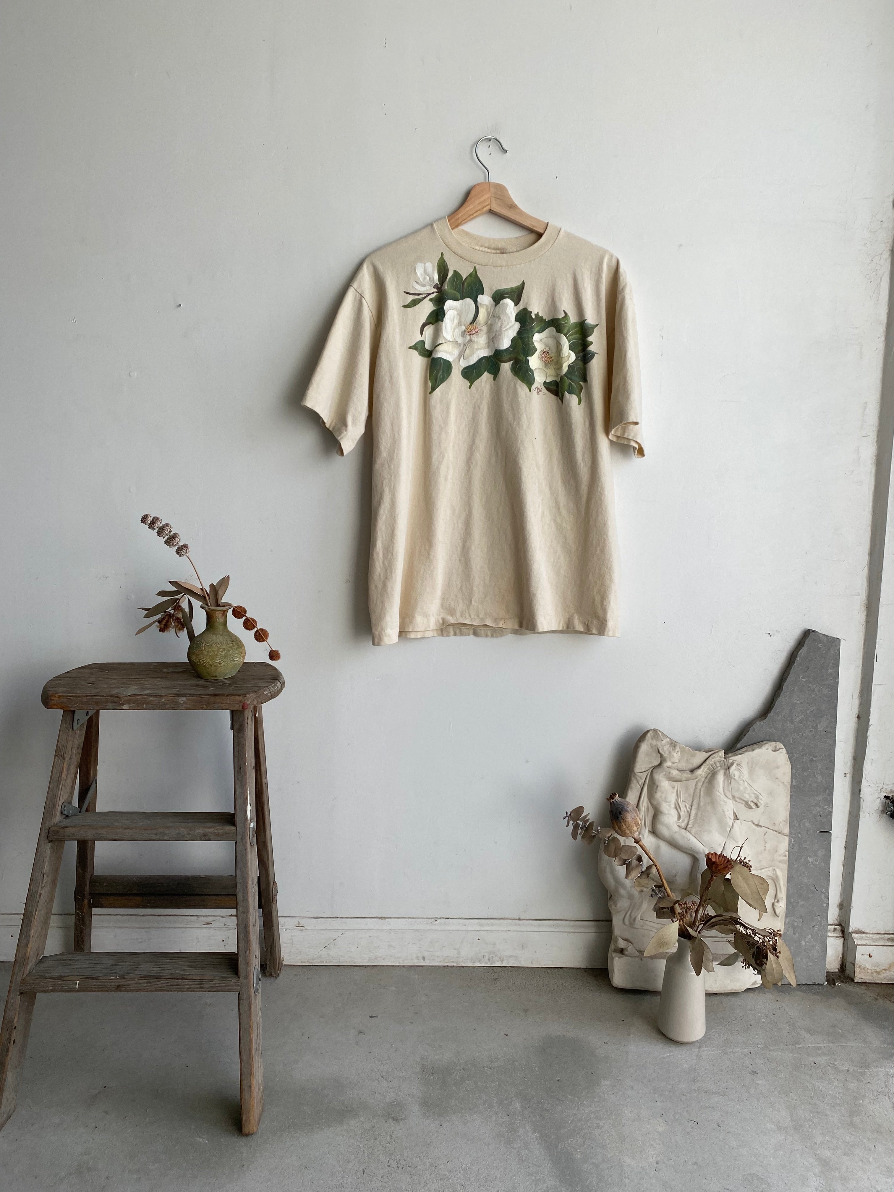 1990s Hand-Painted Floral Tee (L)