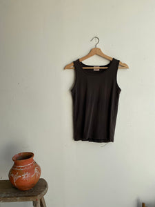 1990s Ribbed Black Tank Top (S)