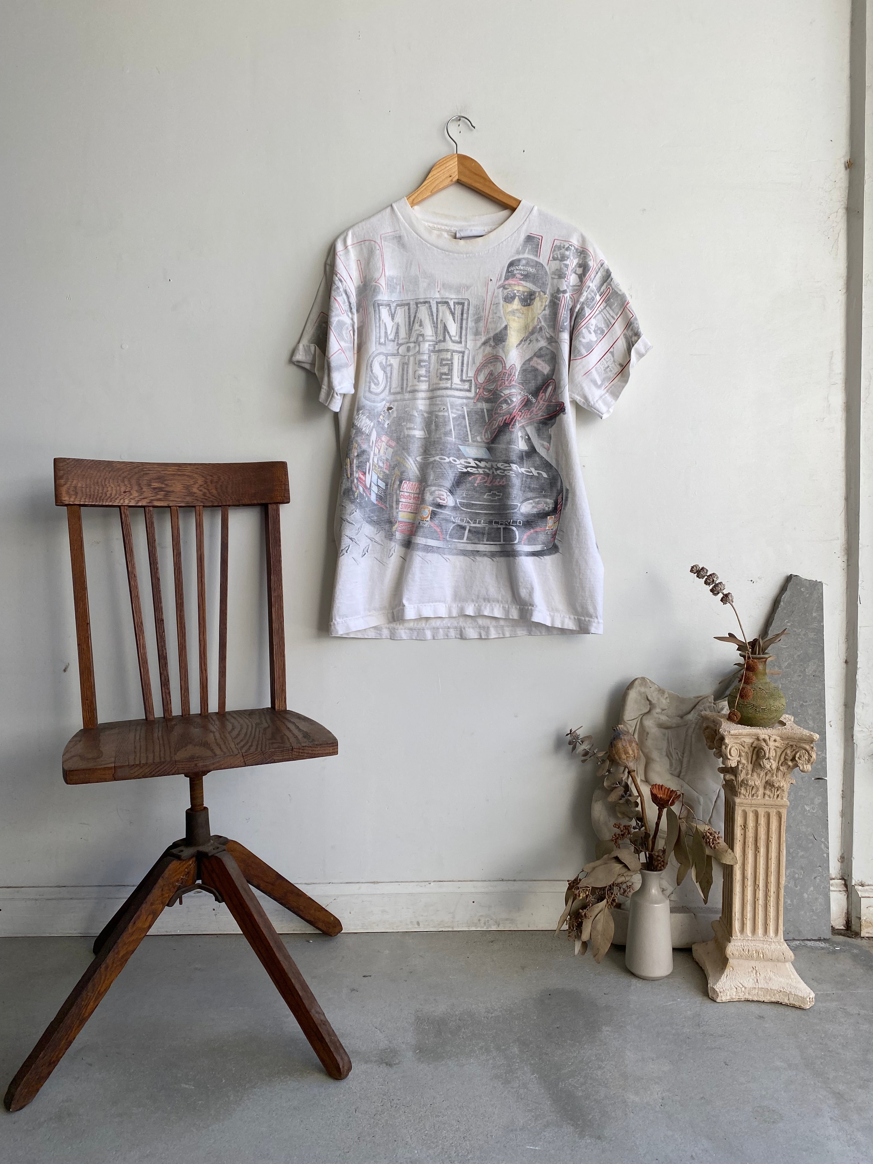 1990s All Over Print Faded Dale Earnhardt T-Shirt (L/XL)