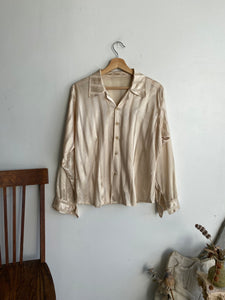 1980s Striped Sheer Silky Shirt (S/M)